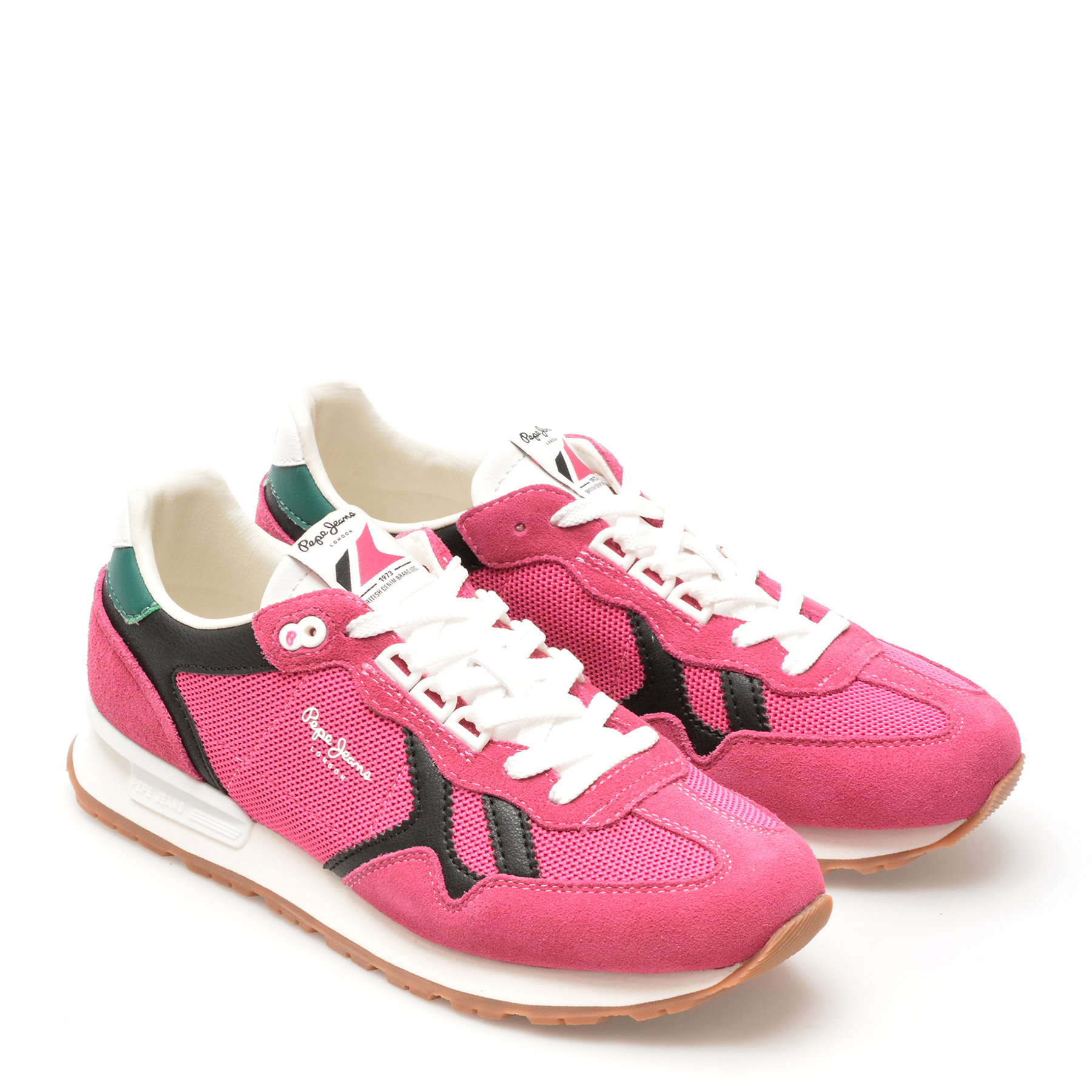Pantofi sport PEPE JEANS fucsia, BRIT RETRO, din piele intoarsa - imagine 4