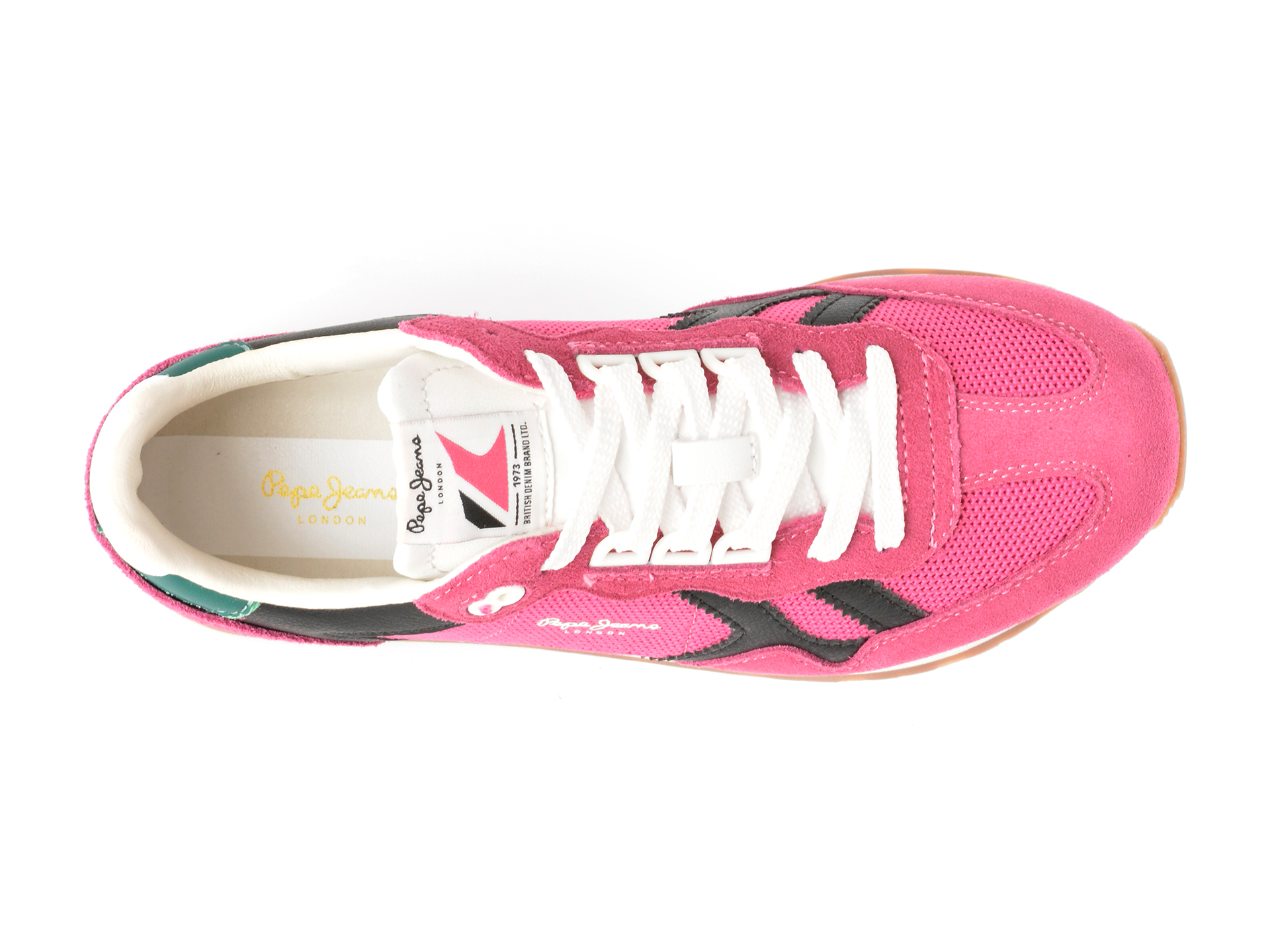 Pantofi sport PEPE JEANS fucsia, BRIT RETRO, din piele intoarsa - imagine 6