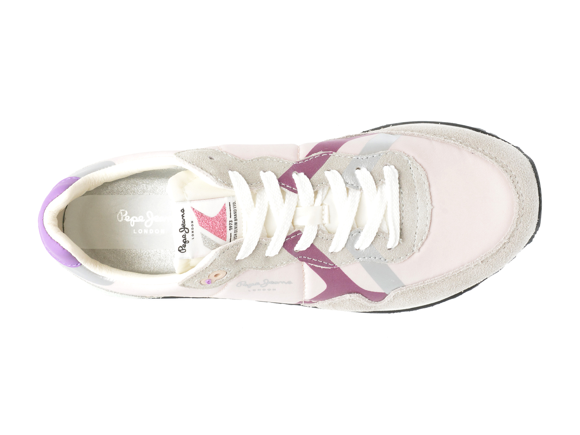 Pantofi sport PEPE JEANS gri, BRIT PRINT, din material textil - imagine 6