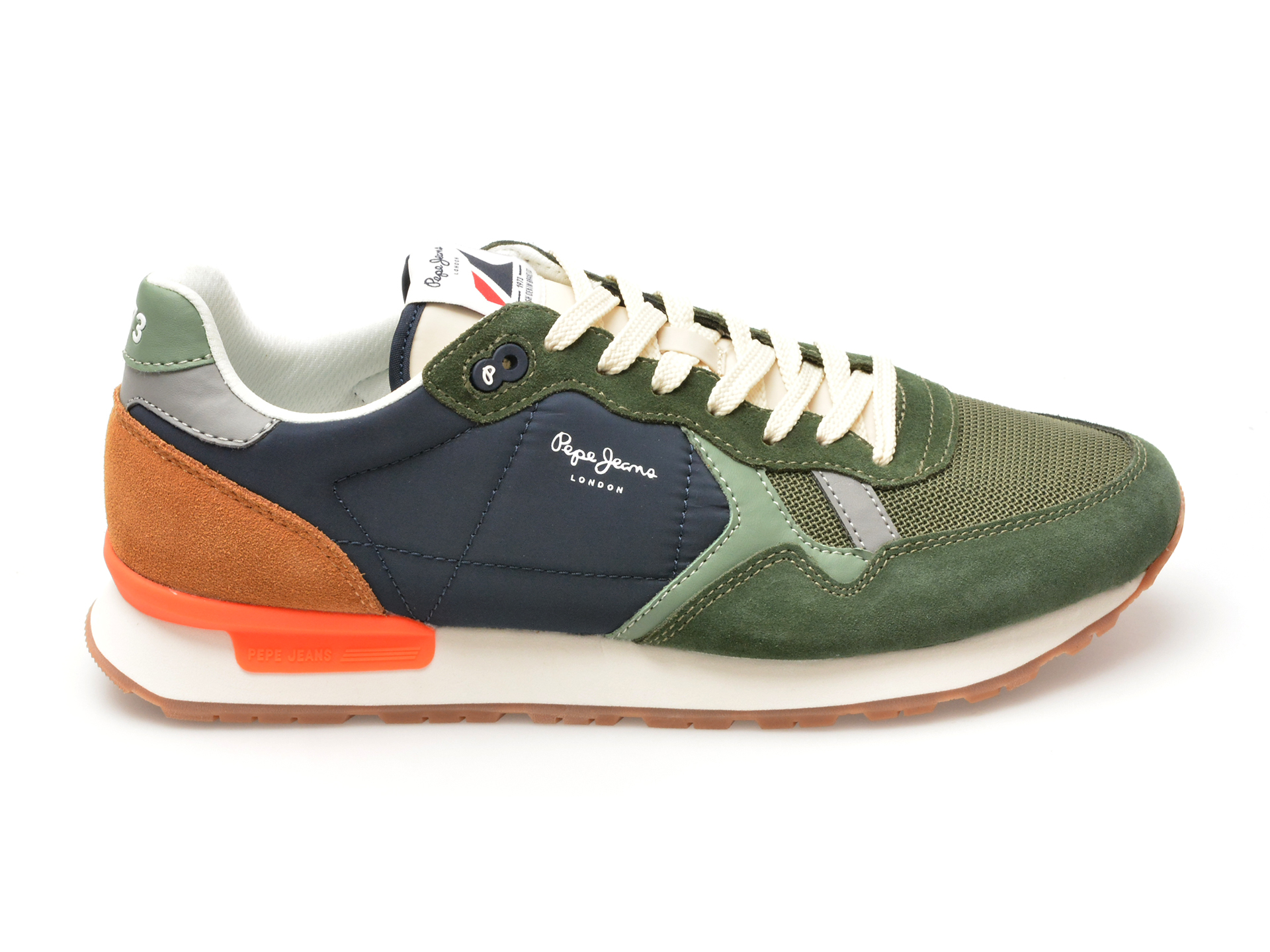 Pantofi sport PEPE JEANS kaki, BRIT MIX, din material textil