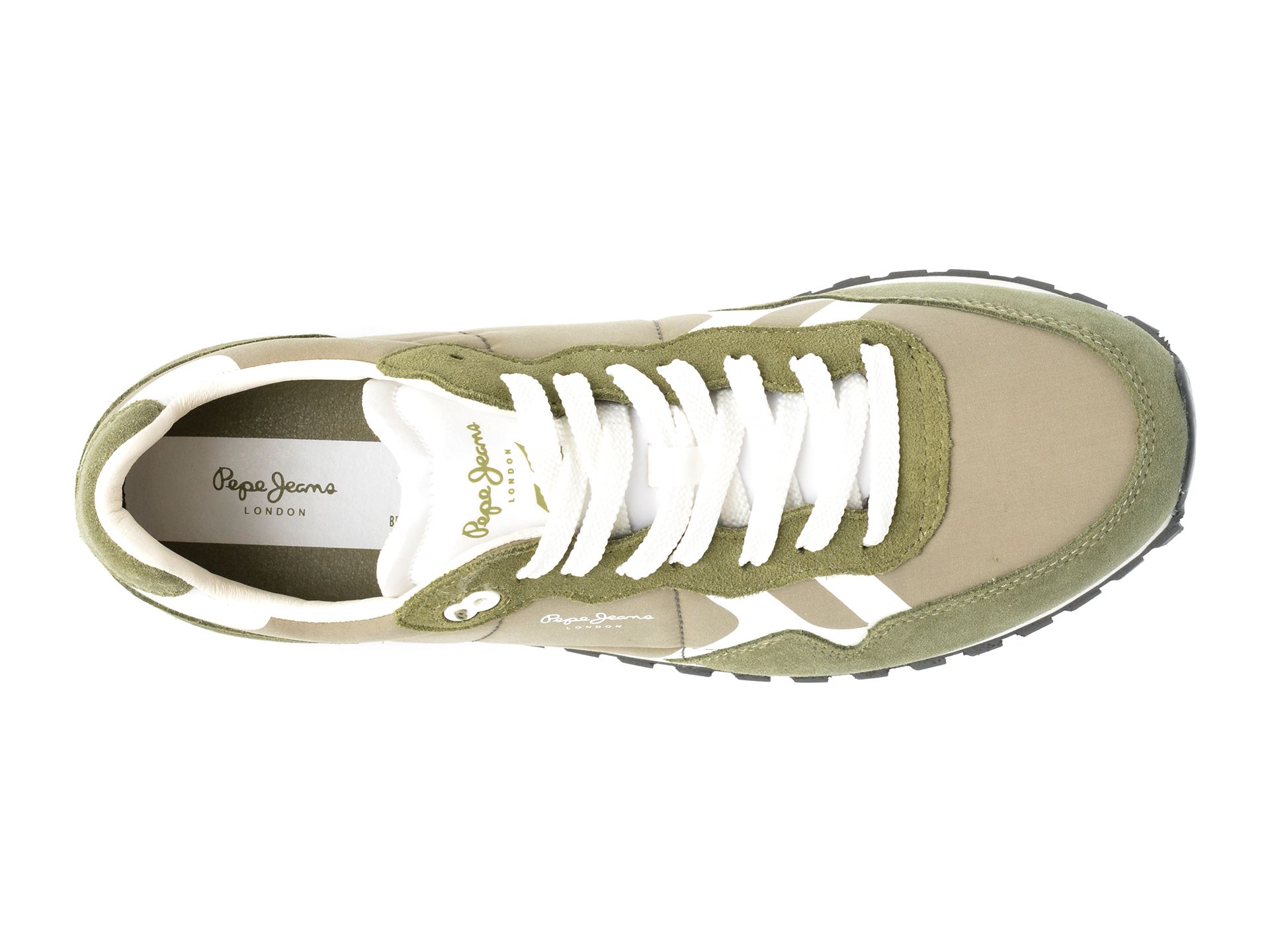 Pantofi sport PEPE JEANS kaki, BRIT-ON PRINT, din material textil si piele intoarsa - imagine 6