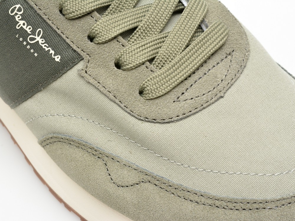 Pantofi sport PEPE JEANS kaki, BUSTER TAPE, din piele intoarsa - imagine 2