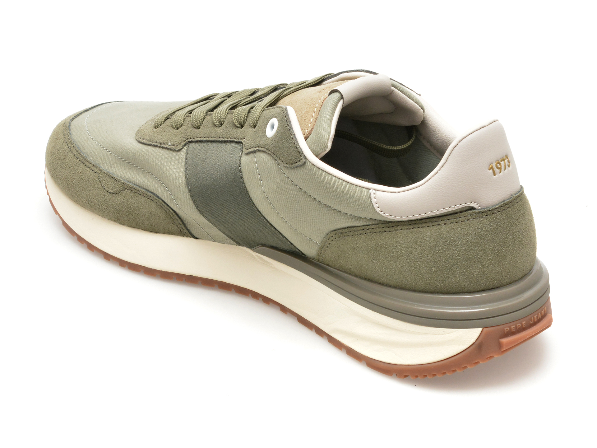 Pantofi sport PEPE JEANS kaki, BUSTER TAPE, din piele intoarsa - imagine 5