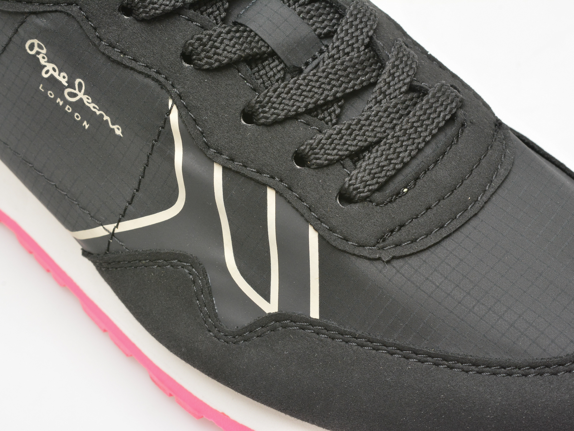 Pantofi sport PEPE JEANS negri, BRIT NEON, din material textil - imagine 2