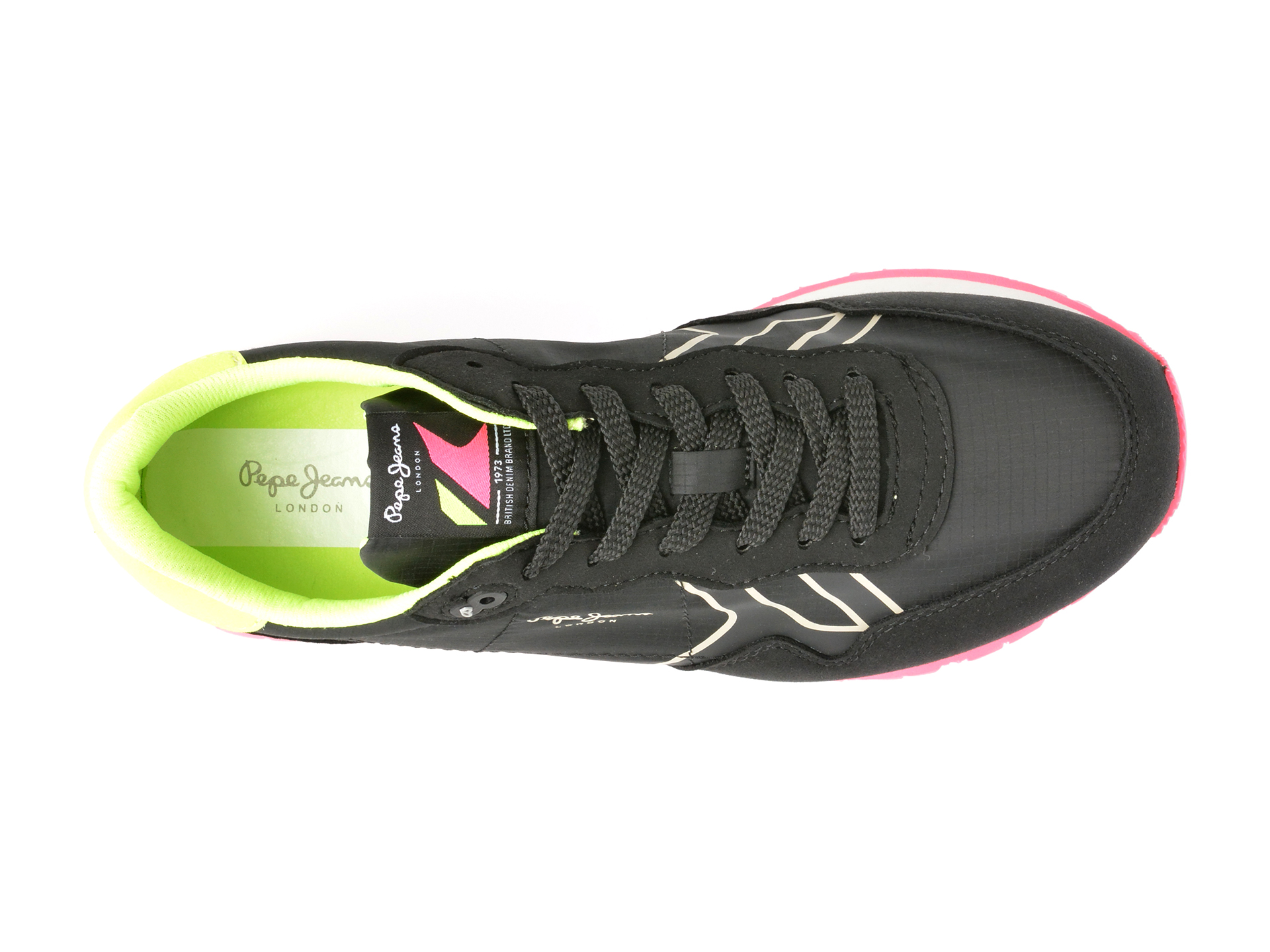 Pantofi sport PEPE JEANS negri, BRIT NEON, din material textil - imagine 6