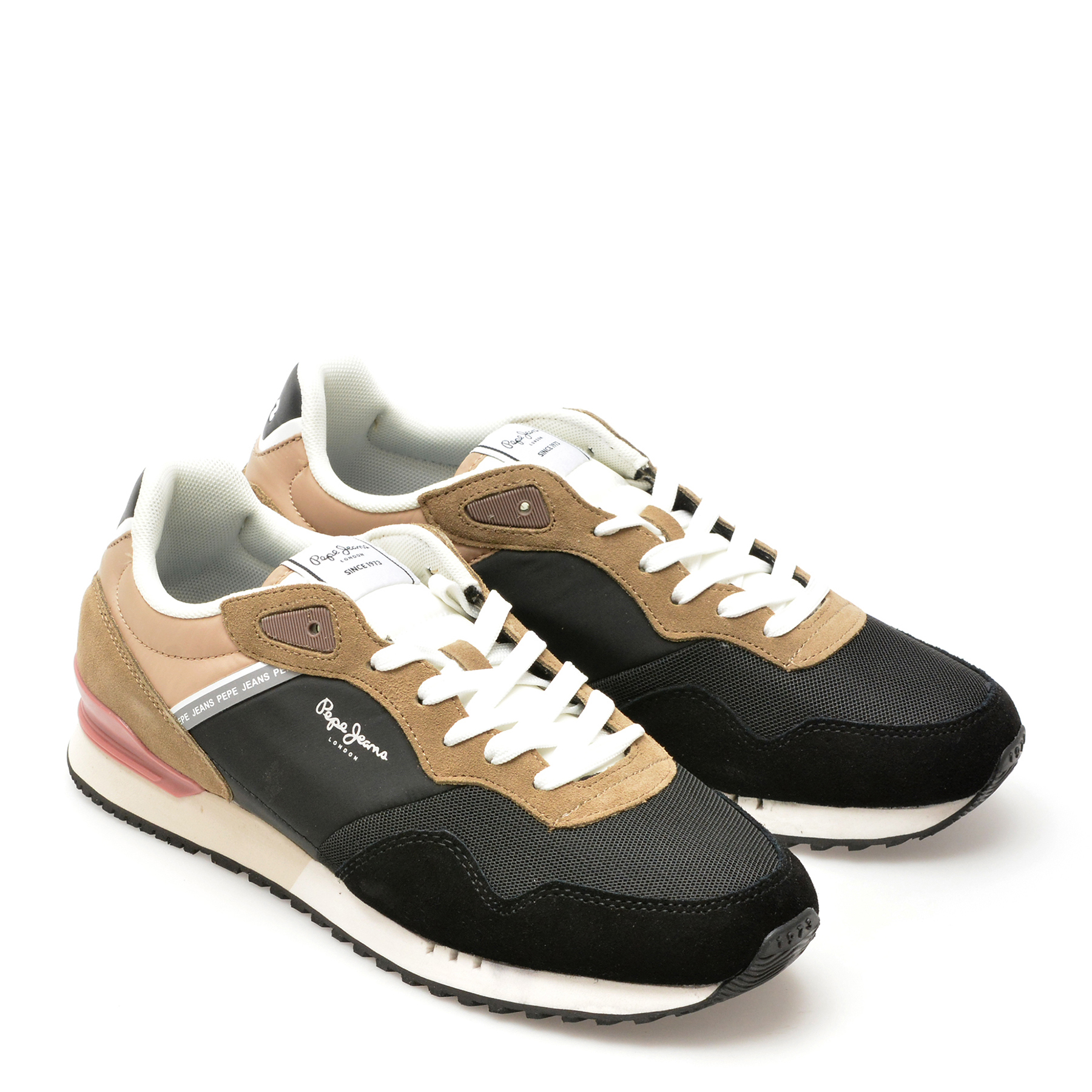Pantofi sport PEPE JEANS negri, LONDON CLASS, din material textil - imagine 4