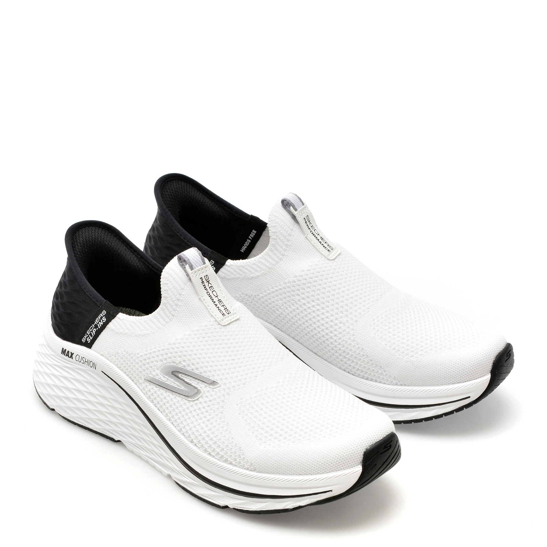 Pantofi sport SKECHERS alb-negru, MAX CUSHIONING ELITE 2.0, din material textil - imagine 4