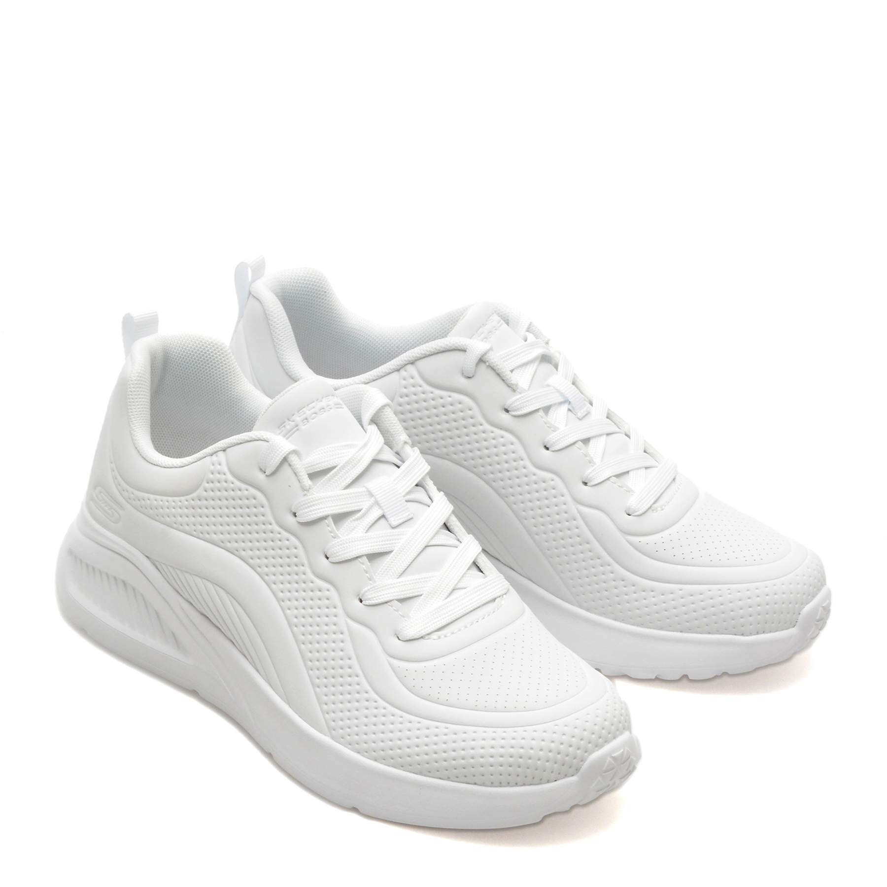 Pantofi sport SKECHERS albi, BOBS BUNO, din piele ecologica - imagine 4