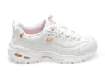 Pantofi sport SKECHERS albi, D LITES, din piele naturala