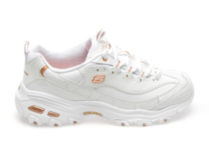 Pantofi sport SKECHERS albi, D LITES, din piele naturala