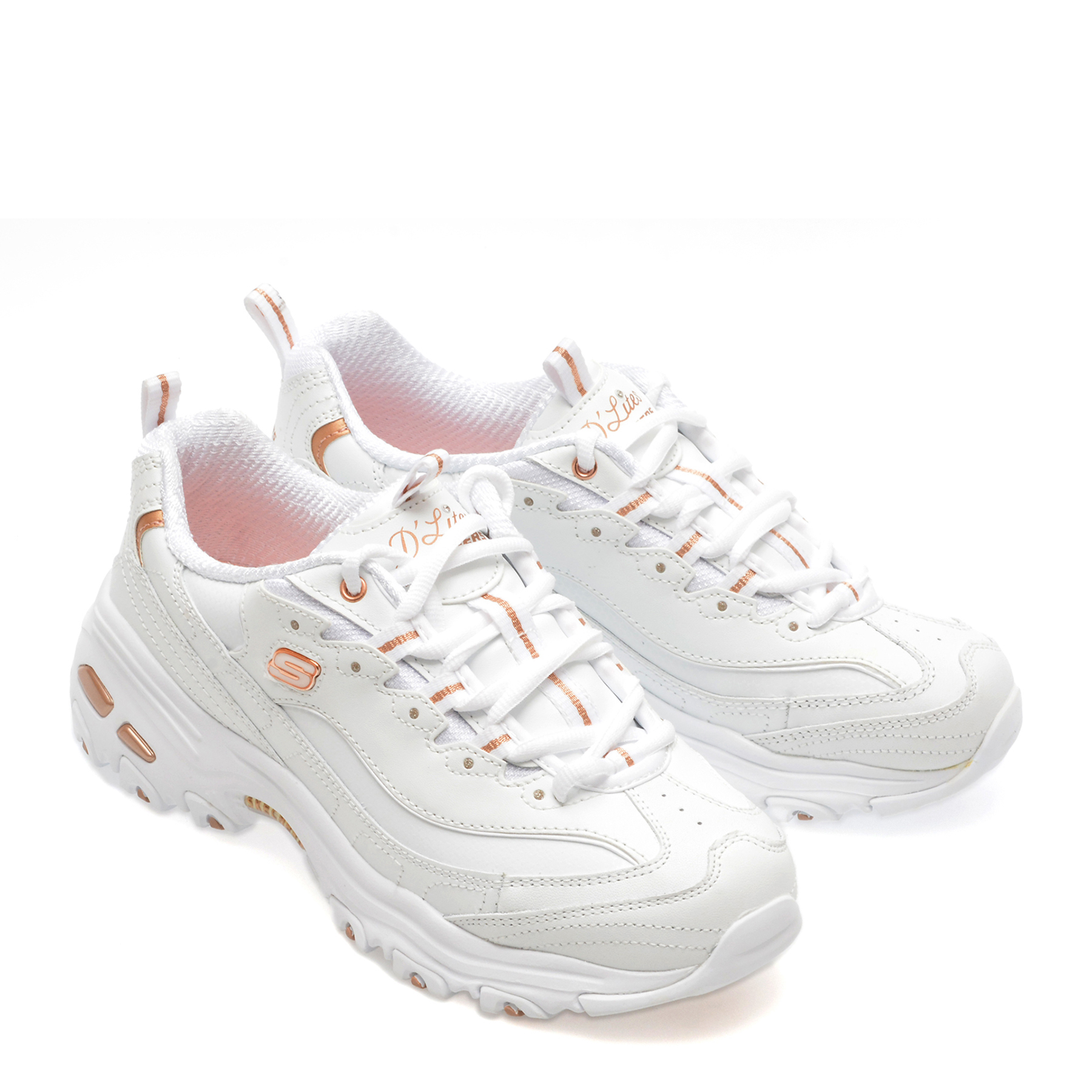 Pantofi sport SKECHERS albi, D LITES, din piele naturala - imagine 4