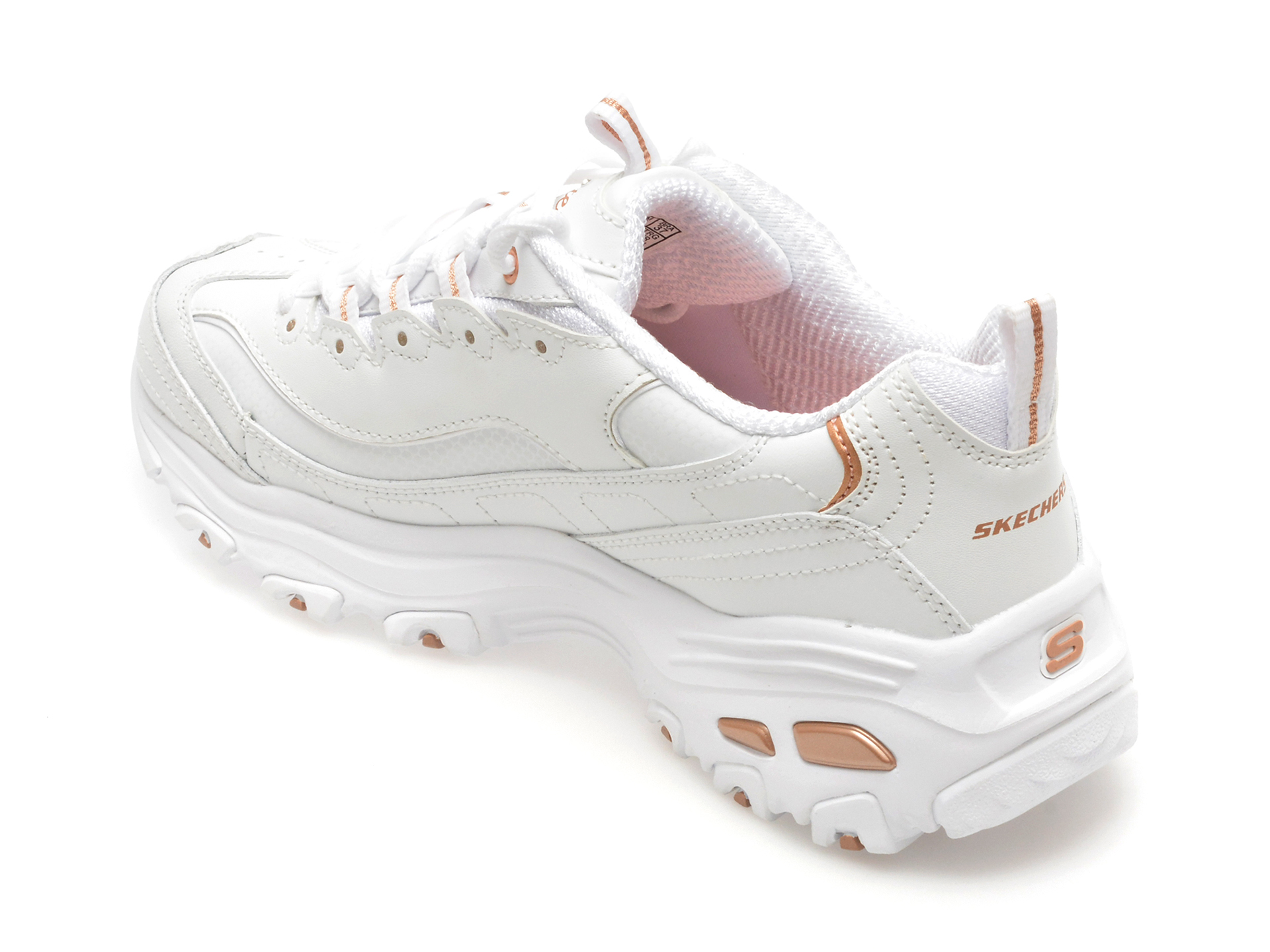 Pantofi sport SKECHERS albi, D LITES, din piele naturala - imagine 5