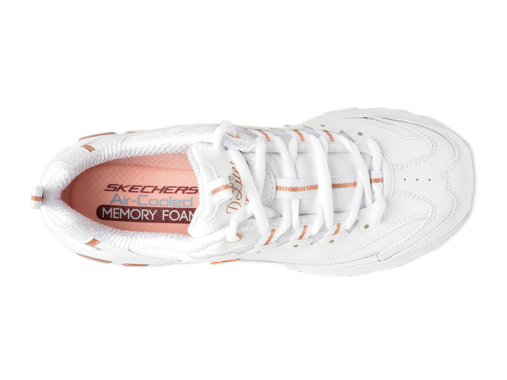 Pantofi sport SKECHERS albi, D LITES, din piele naturala - imagine 6