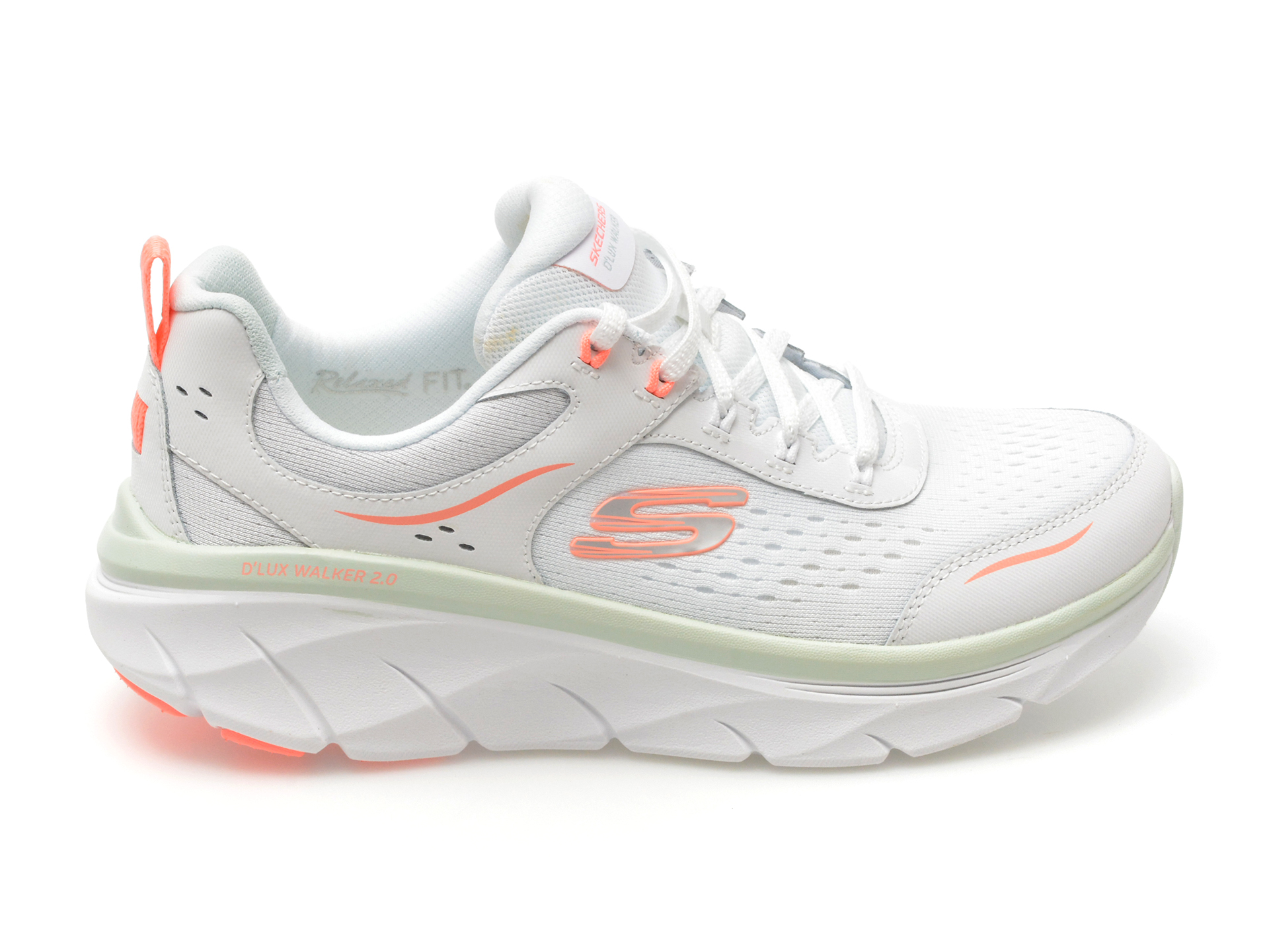 Pantofi sport SKECHERS albi, D LUX WALKER 2.0, din material textil