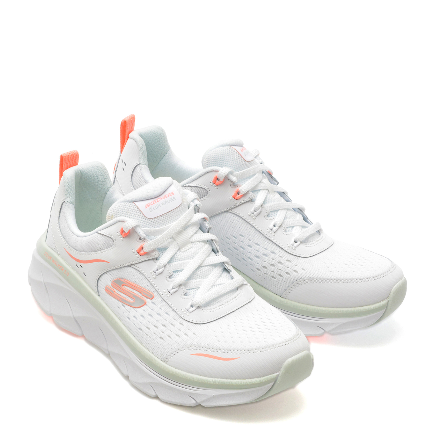 Pantofi sport SKECHERS albi, D LUX WALKER 2.0, din material textil - imagine 4