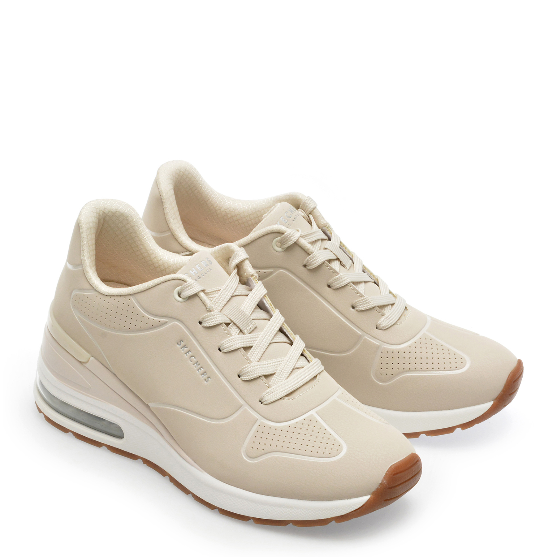 Pantofi sport SKECHERS albi, MILLION AIR, din piele ecologica - imagine 4