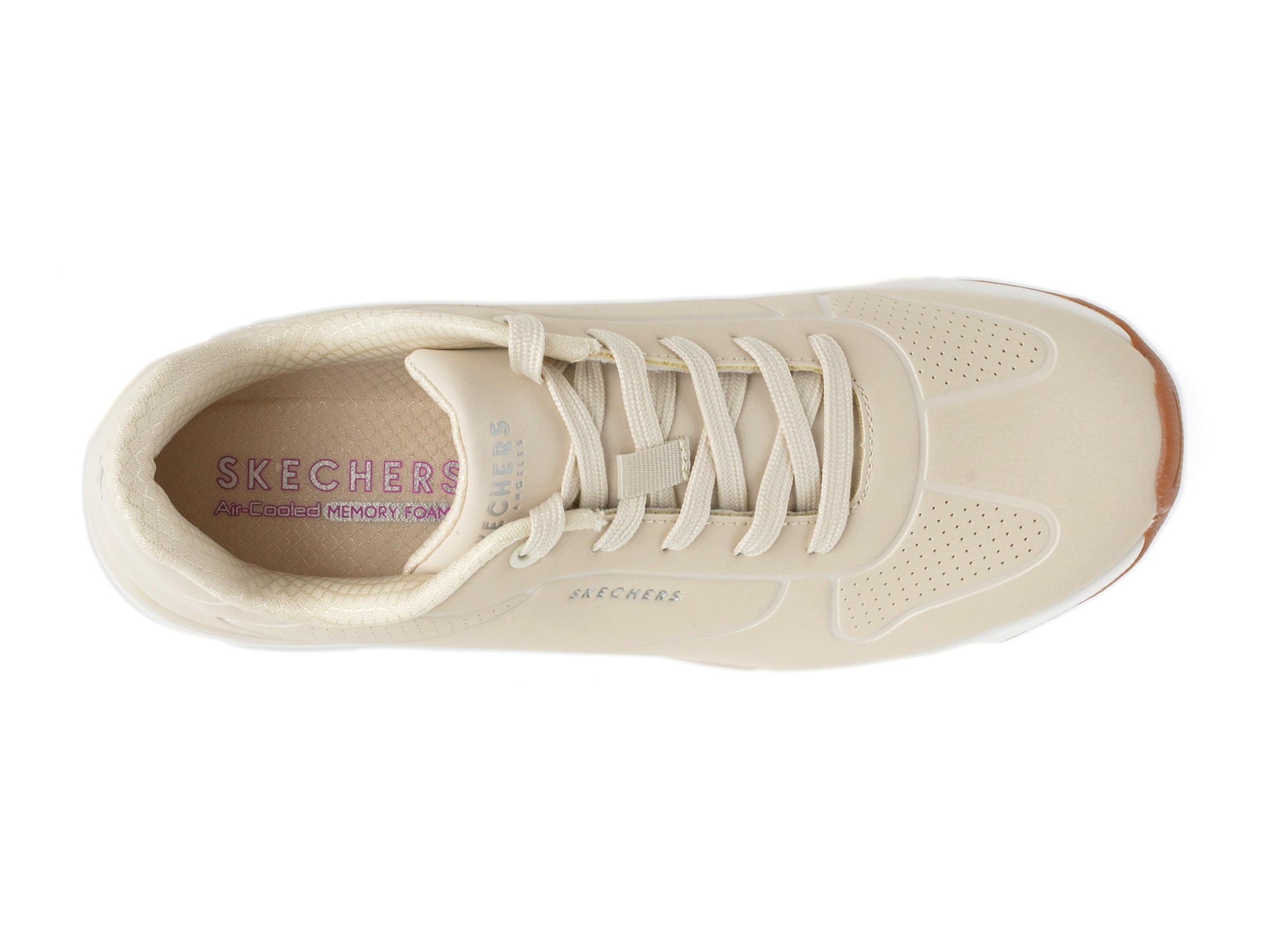 Pantofi sport SKECHERS albi, MILLION AIR, din piele ecologica - imagine 6