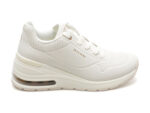 Pantofi sport SKECHERS albi, MILLION AIR, din piele ecologica