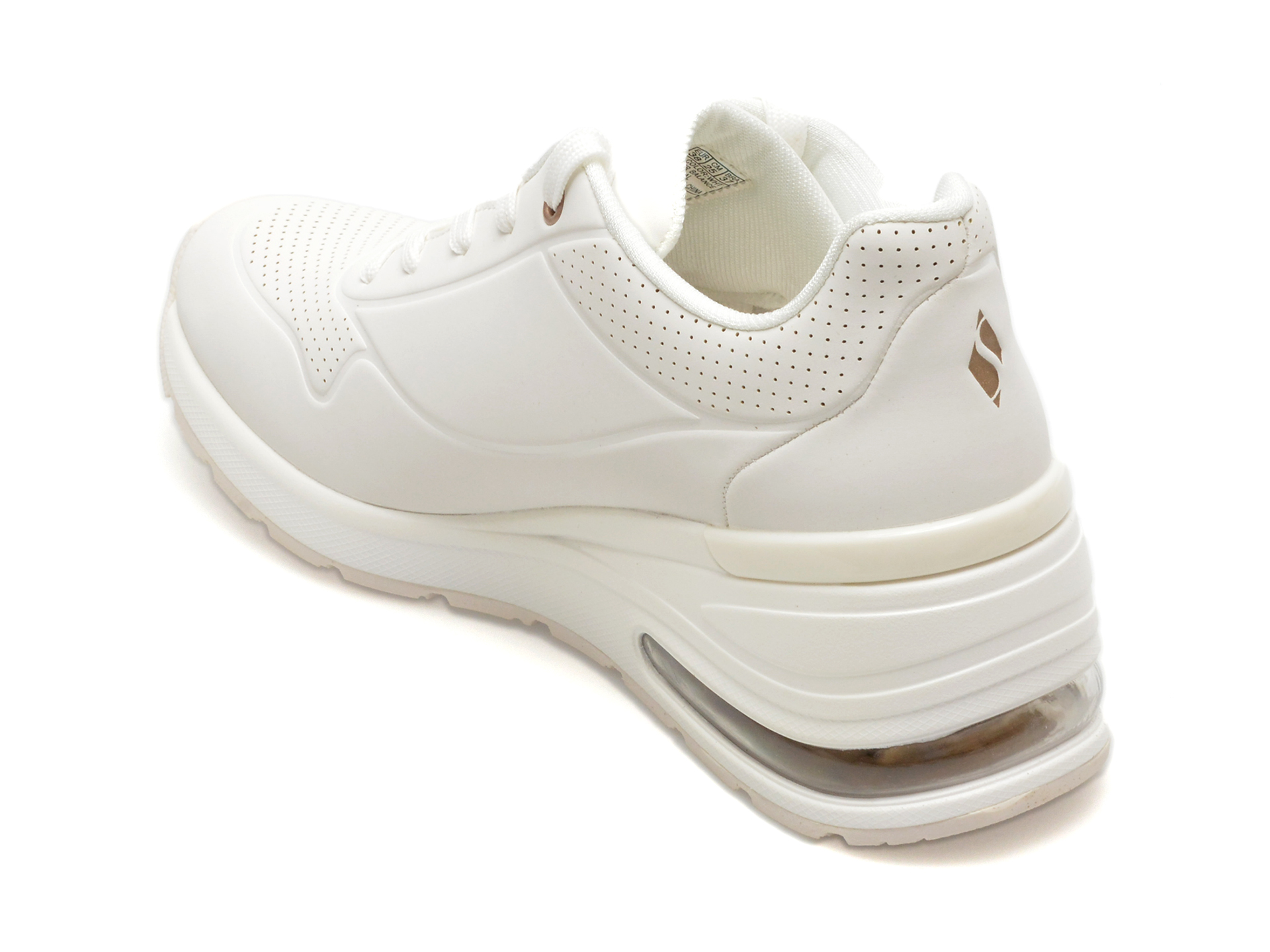 Pantofi sport SKECHERS albi, MILLION AIR, din piele ecologica - imagine 5