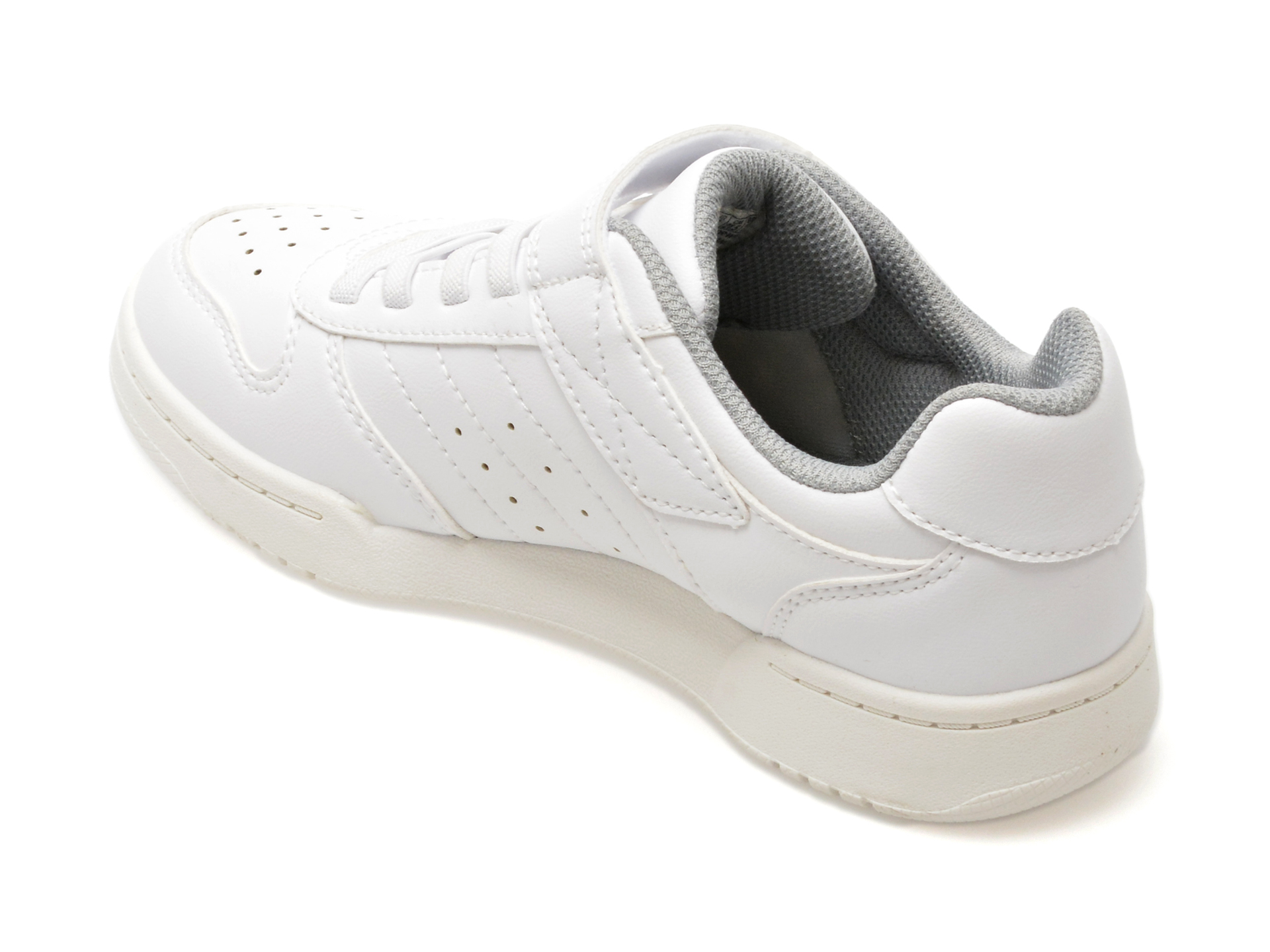 Pantofi sport SKECHERS albi, QUICK STREET, din piele ecologica - imagine 5