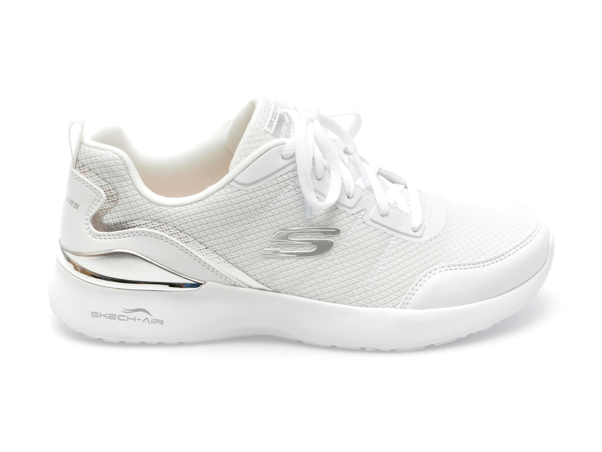 Pantofi sport SKECHERS albi, SKECH-AIR DYNAMIGHT, din material textil