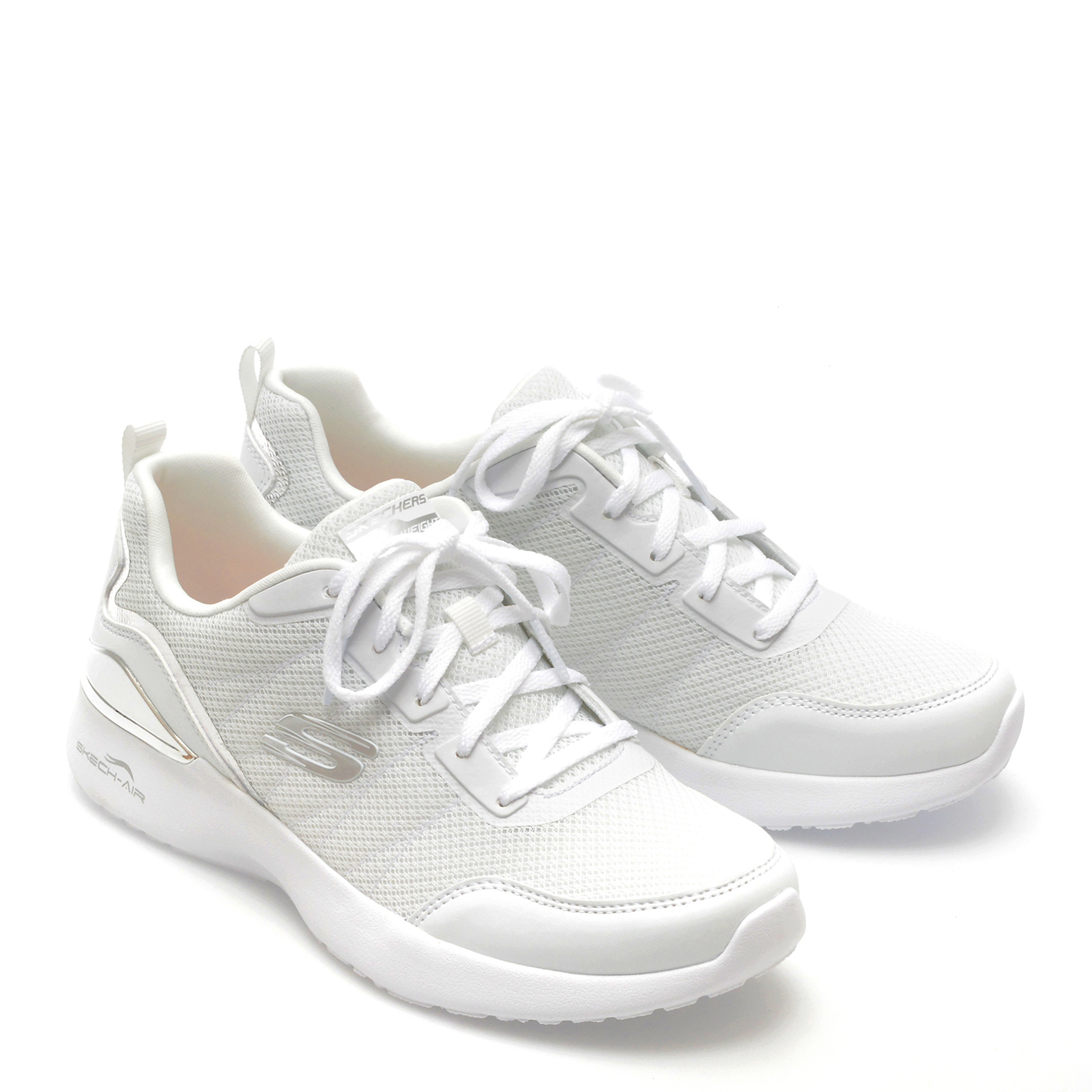 Pantofi sport SKECHERS albi, SKECH-AIR DYNAMIGHT, din material textil - imagine 4