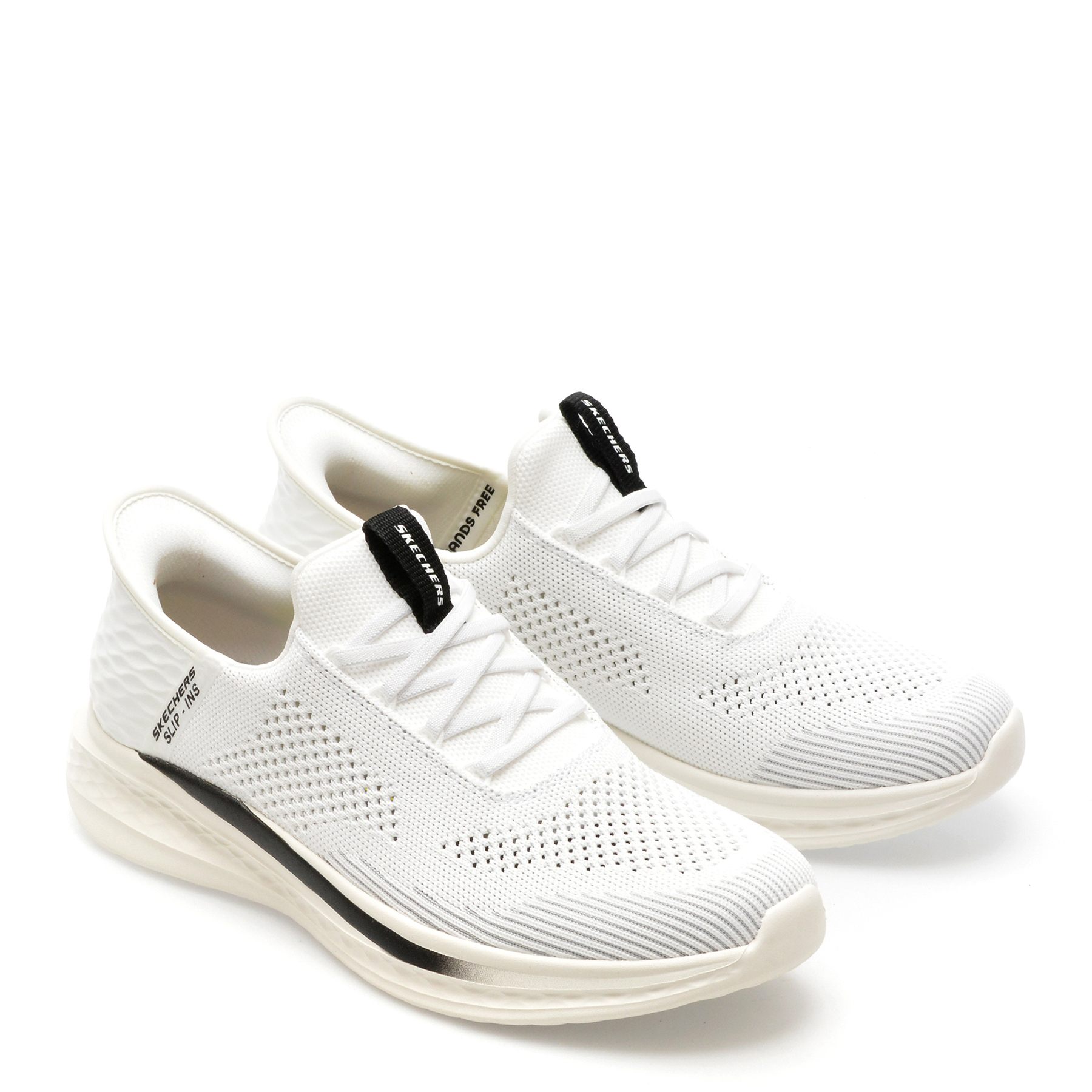 Pantofi sport SKECHERS albi, SLADE, din material textil - imagine 4