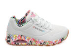 Pantofi sport SKECHERS albi, UNO, din piele ecologica