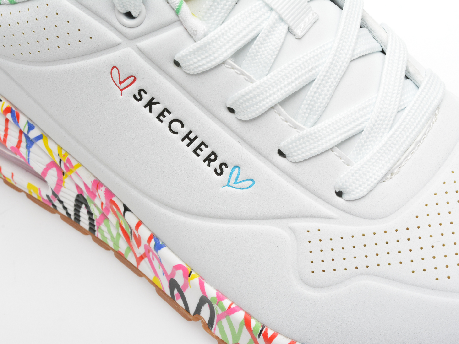 Pantofi sport SKECHERS albi, UNO, din piele ecologica - imagine 2