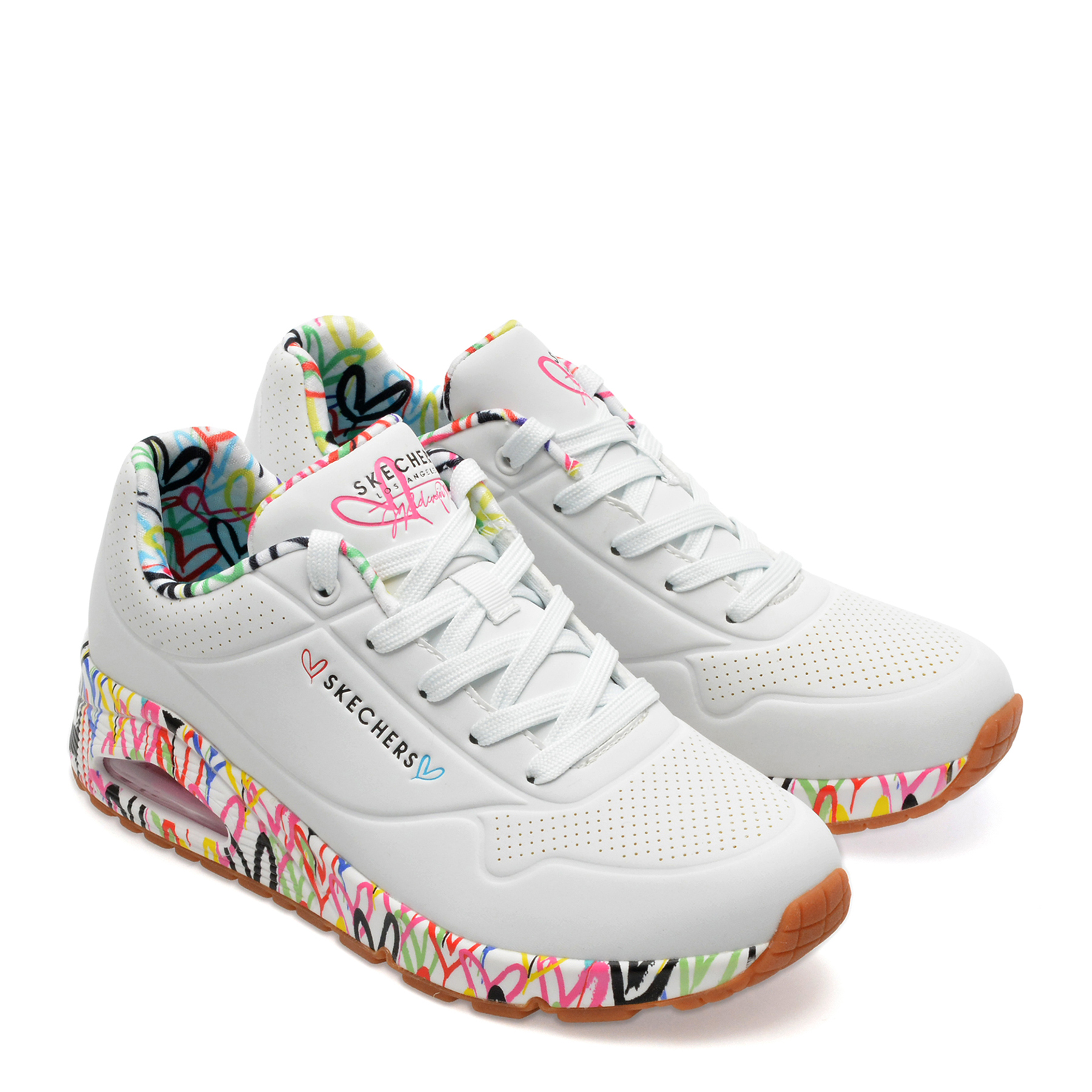 Pantofi sport SKECHERS albi, UNO, din piele ecologica - imagine 4