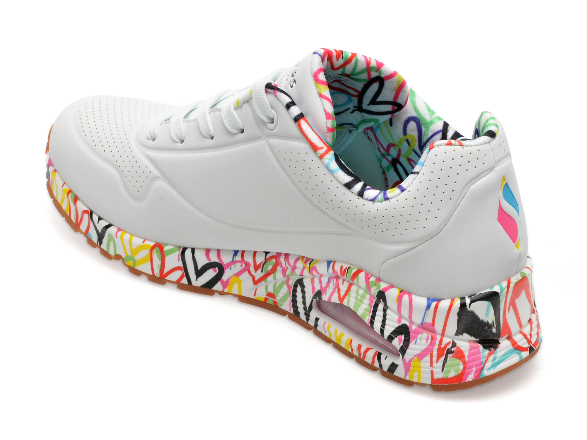 Pantofi sport SKECHERS albi, UNO, din piele ecologica - imagine 5