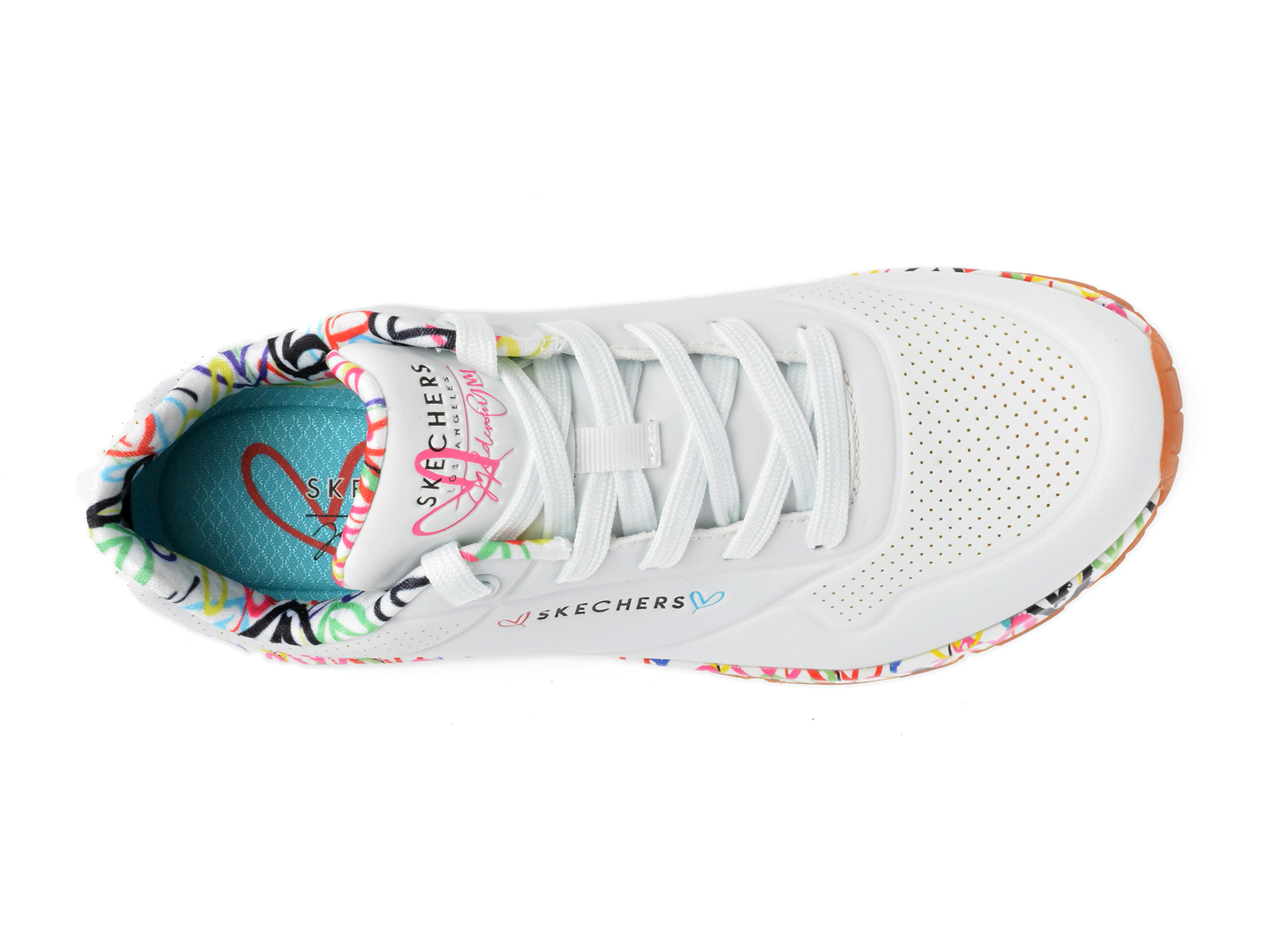 Pantofi sport SKECHERS albi, UNO, din piele ecologica - imagine 6