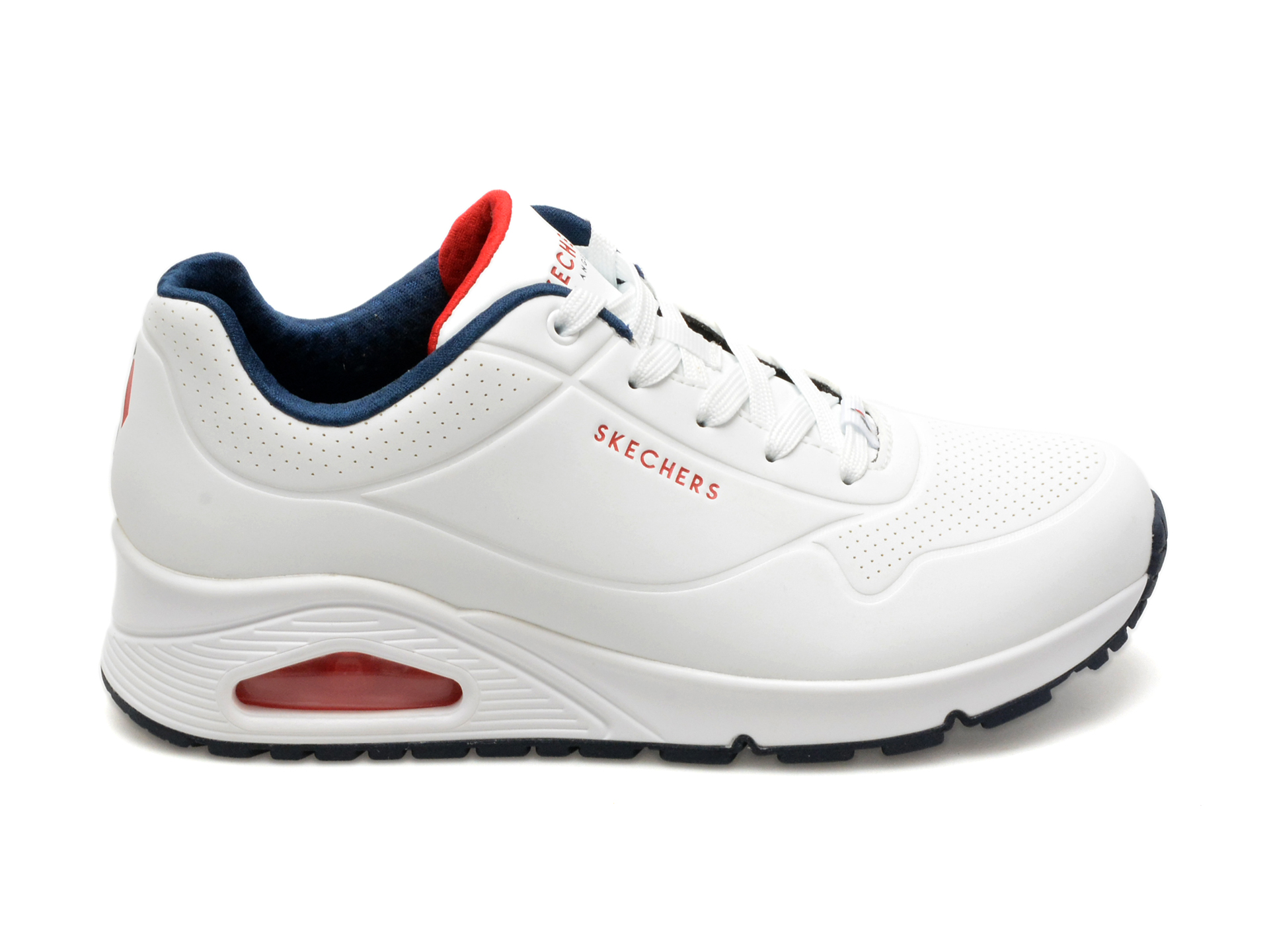 Pantofi sport SKECHERS albi, UNO, din piele ecologica