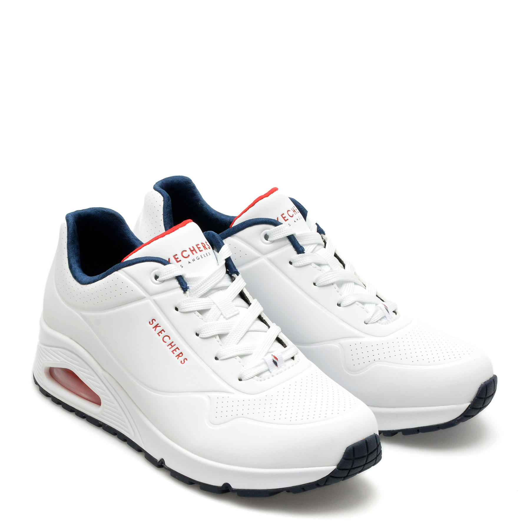 Pantofi sport SKECHERS albi, UNO, din piele ecologica - imagine 4