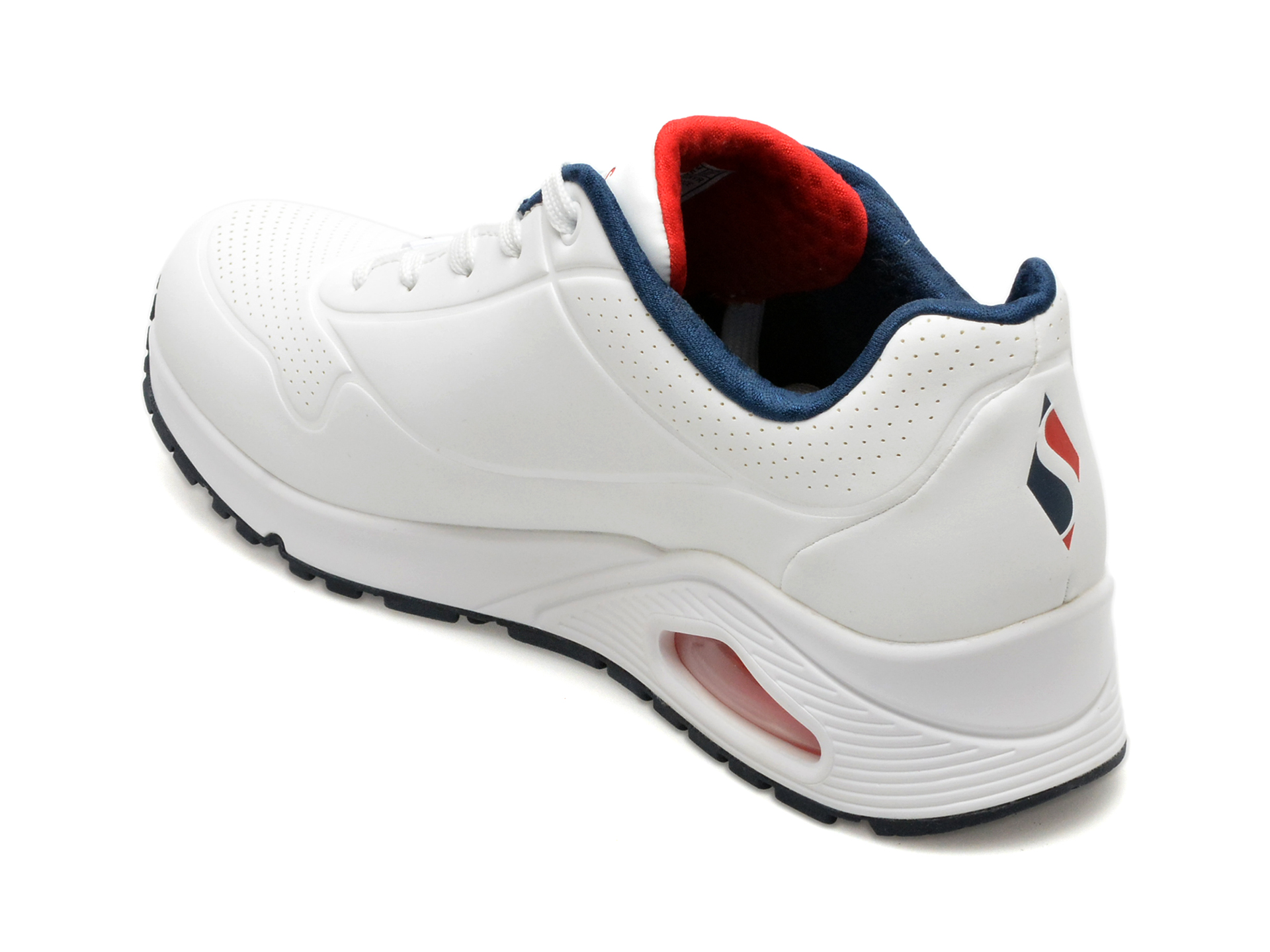 Pantofi sport SKECHERS albi, UNO, din piele ecologica - imagine 5