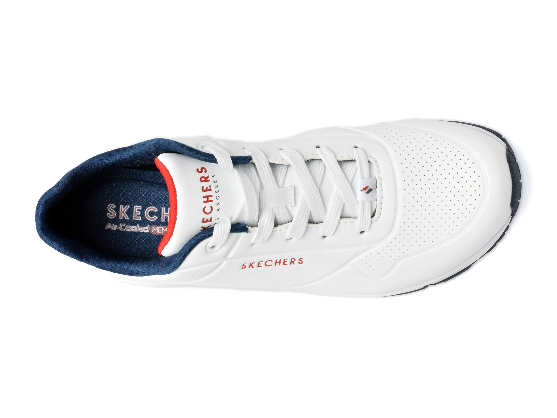 Pantofi sport SKECHERS albi, UNO, din piele ecologica - imagine 6