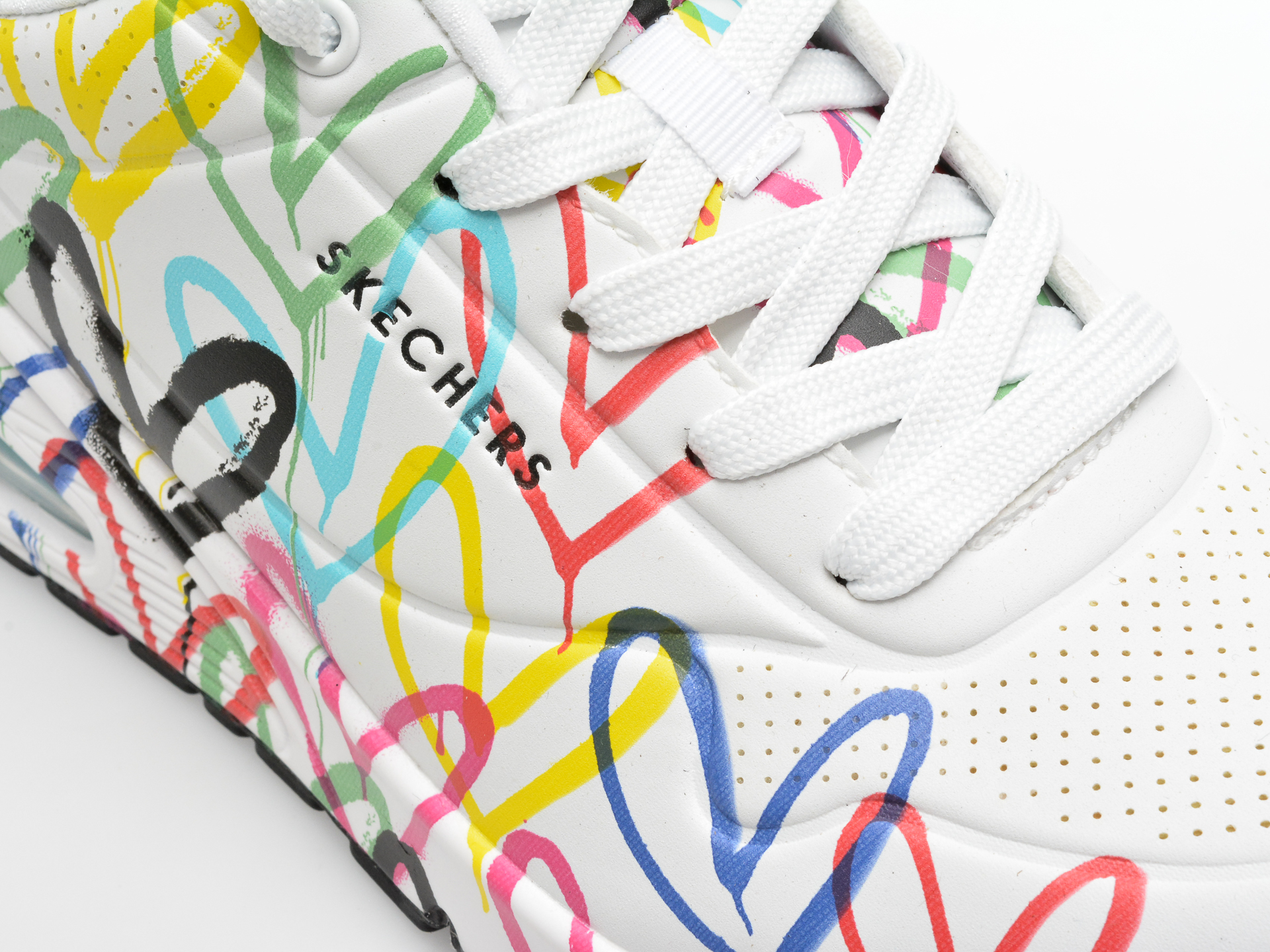 Pantofi sport SKECHERS albi, UNO, din piele ecologica - imagine 2