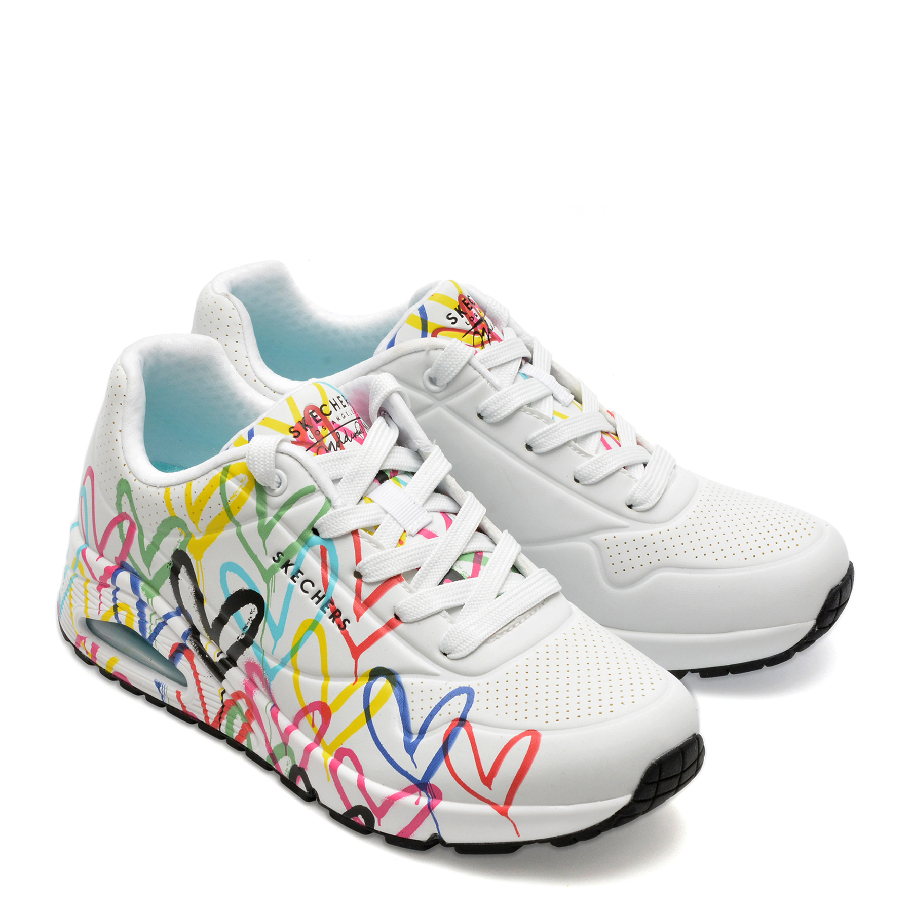Pantofi sport SKECHERS albi, UNO, din piele ecologica - imagine 4