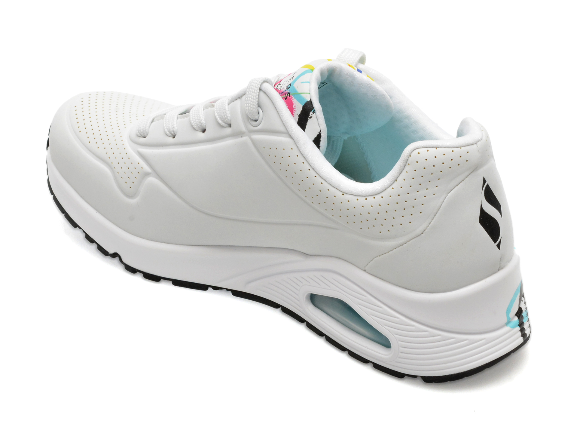 Pantofi sport SKECHERS albi, UNO, din piele ecologica - imagine 5
