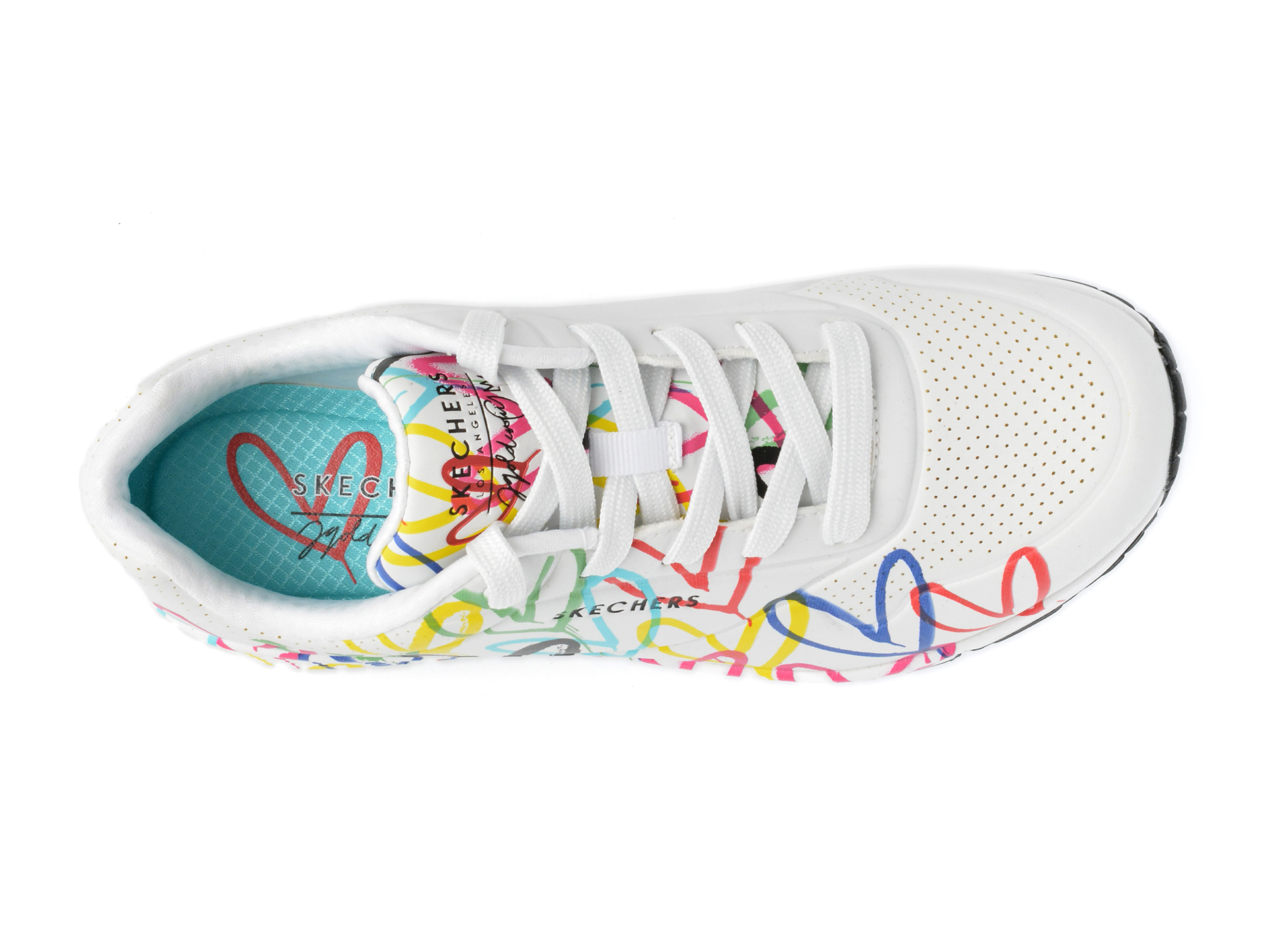 Pantofi sport SKECHERS albi, UNO, din piele ecologica - imagine 6