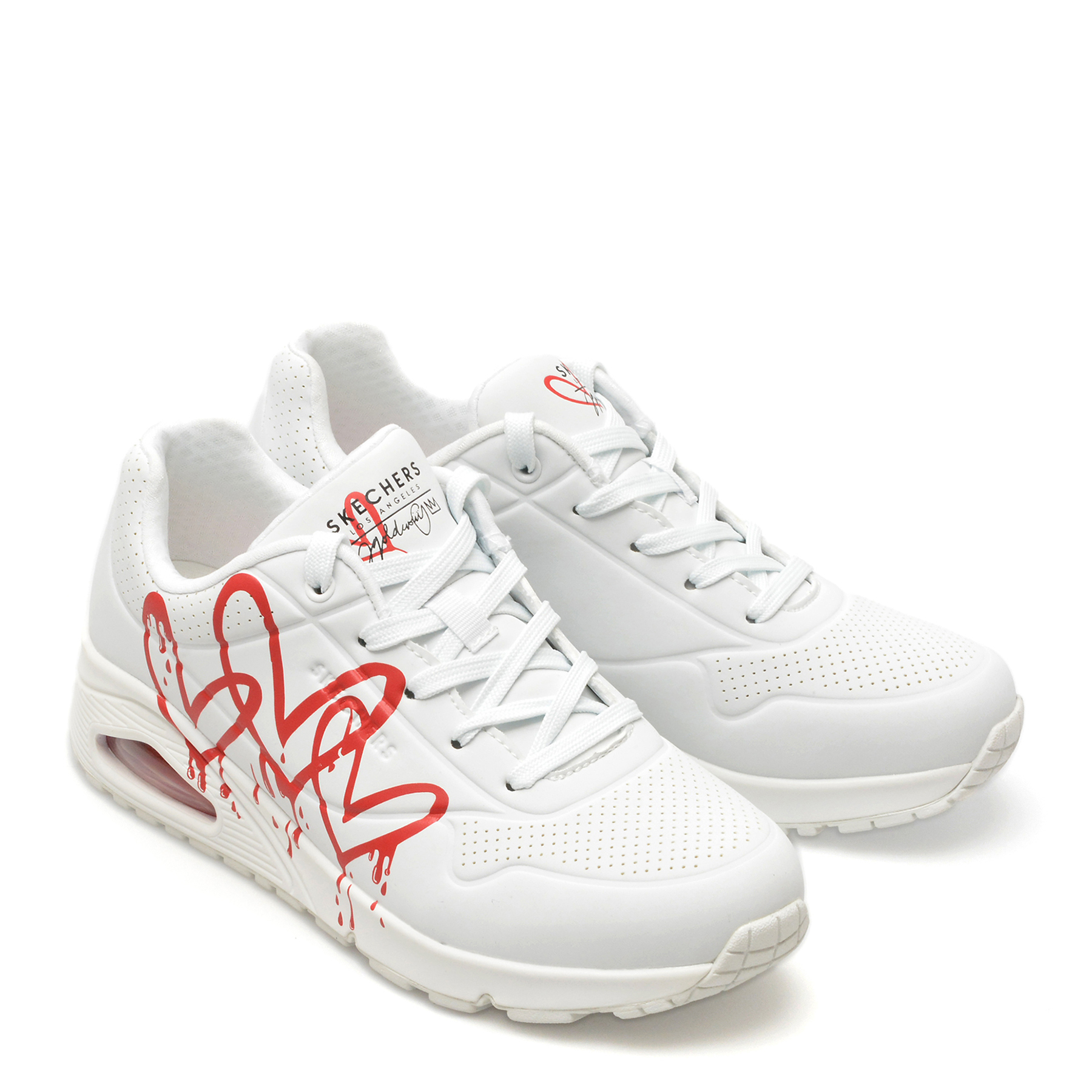 Pantofi sport SKECHERS albi, UNO, din piele ecologica - imagine 4