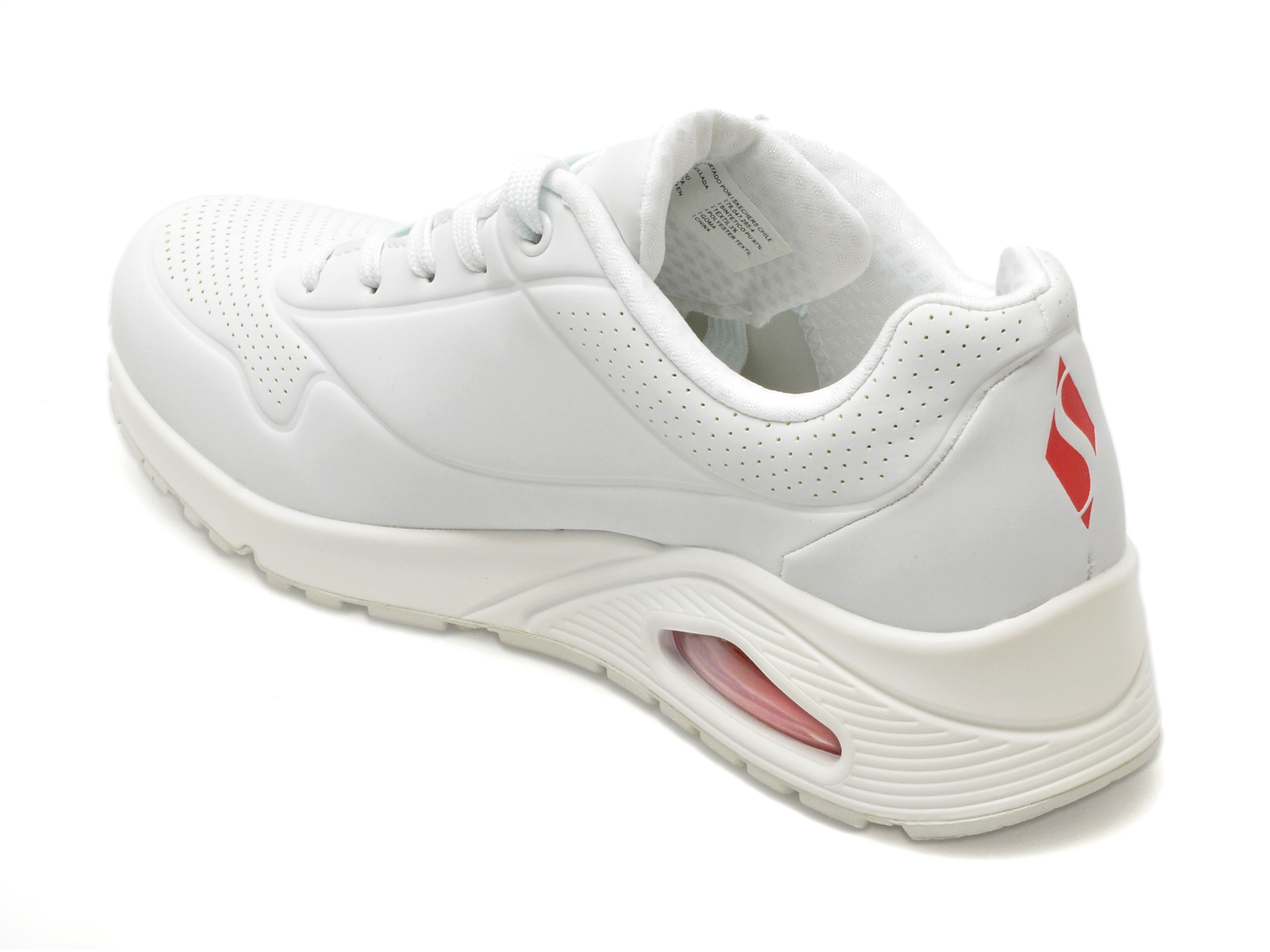 Pantofi sport SKECHERS albi, UNO, din piele ecologica - imagine 5