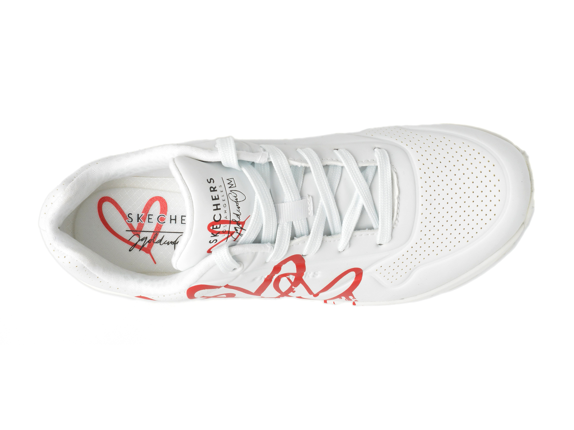 Pantofi sport SKECHERS albi, UNO, din piele ecologica - imagine 6