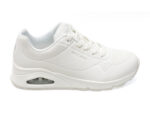 Pantofi sport SKECHERS albi, UNO, din piele ecologica