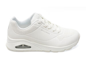 Pantofi sport SKECHERS albi, UNO, din piele ecologica