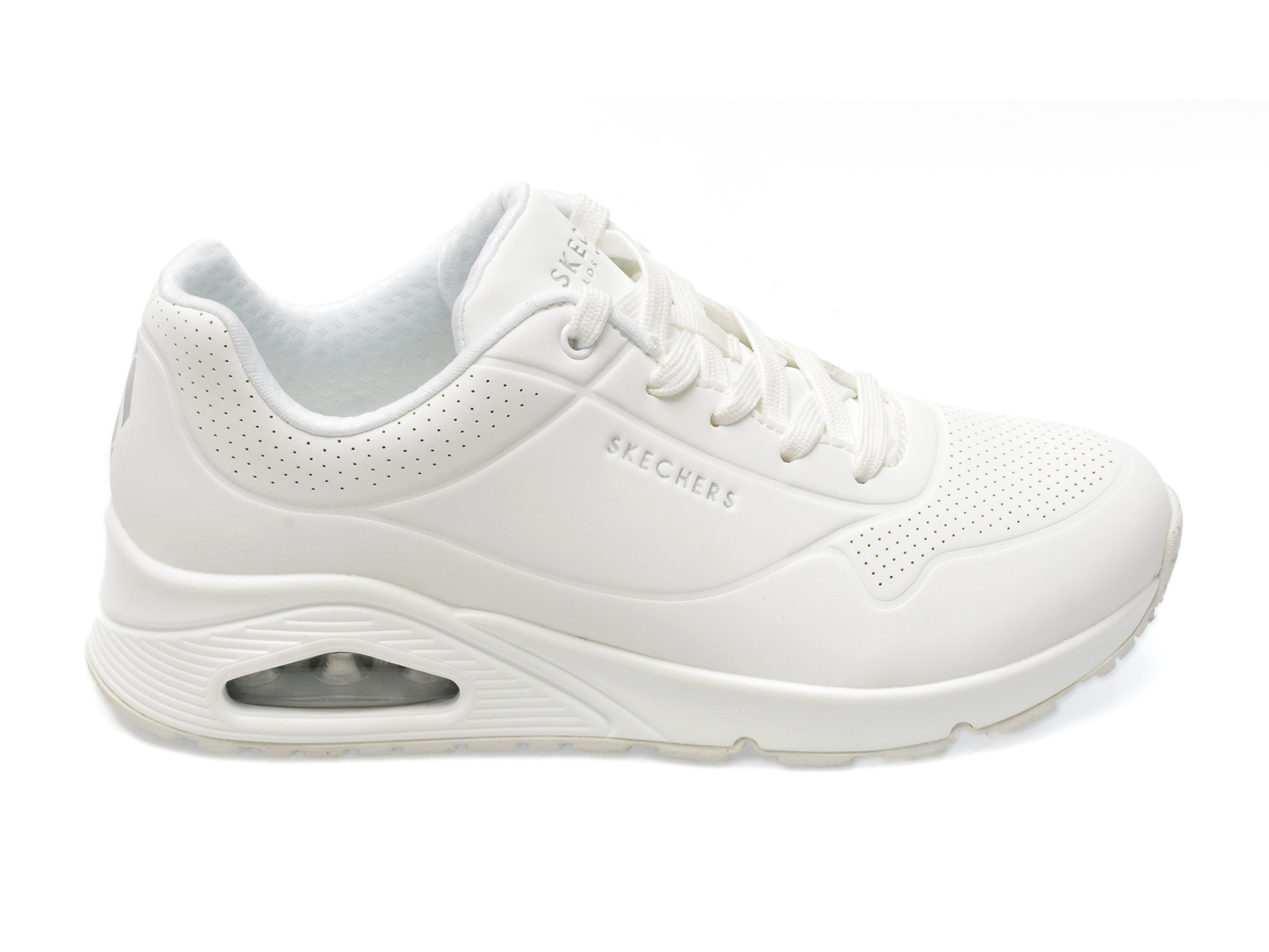Pantofi sport SKECHERS albi, UNO, din piele ecologica