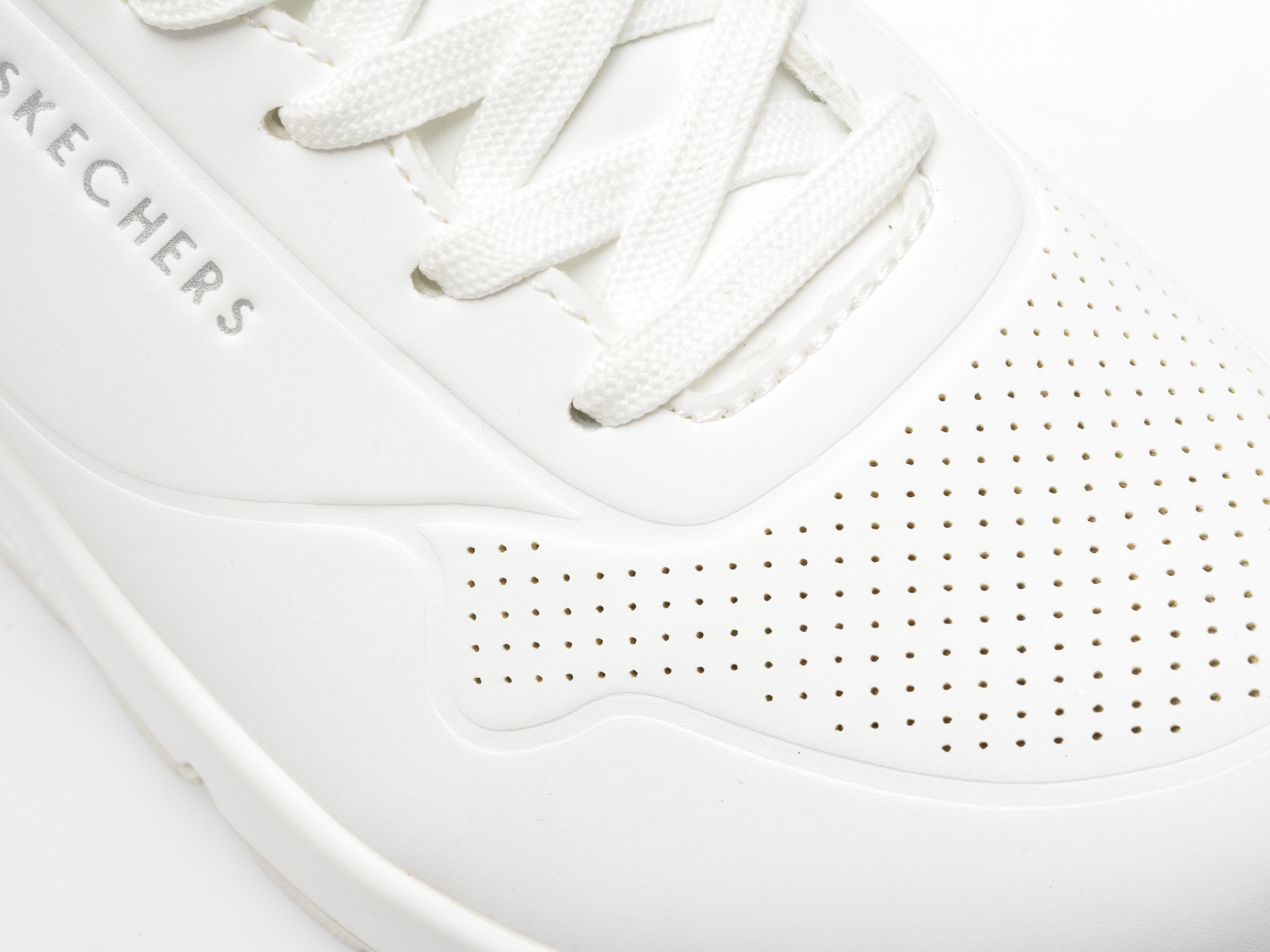 Pantofi sport SKECHERS albi, UNO, din piele ecologica - imagine 2