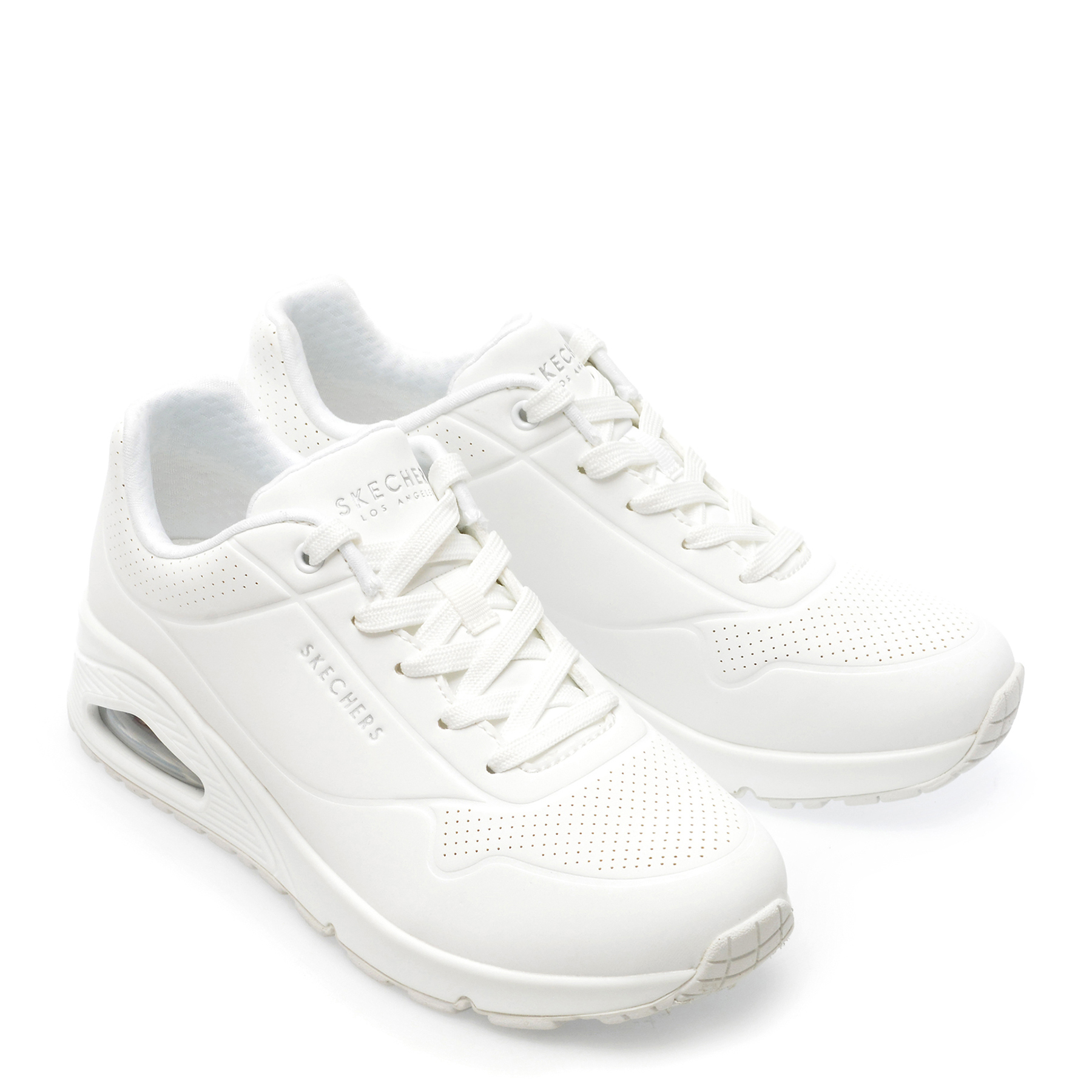 Pantofi sport SKECHERS albi, UNO, din piele ecologica - imagine 4