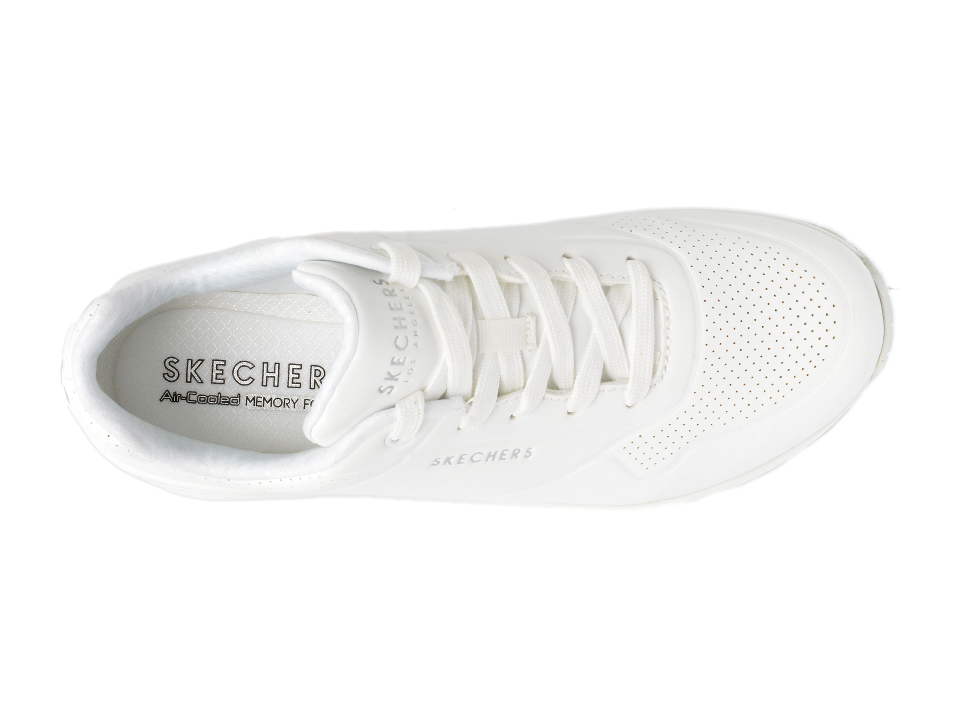 Pantofi sport SKECHERS albi, UNO, din piele ecologica - imagine 6