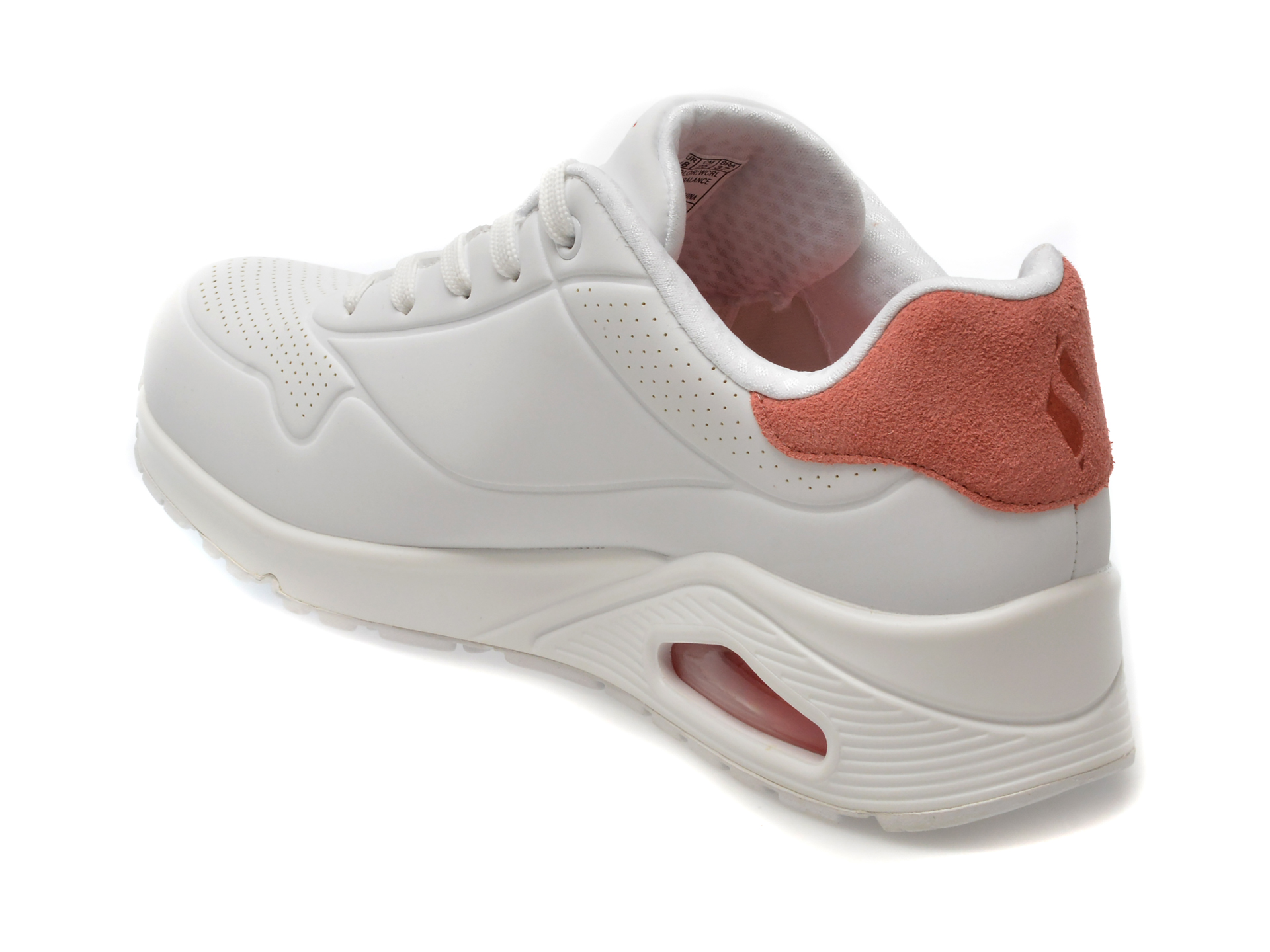 Pantofi sport SKECHERS albi, UNO, din piele ecologica - imagine 5